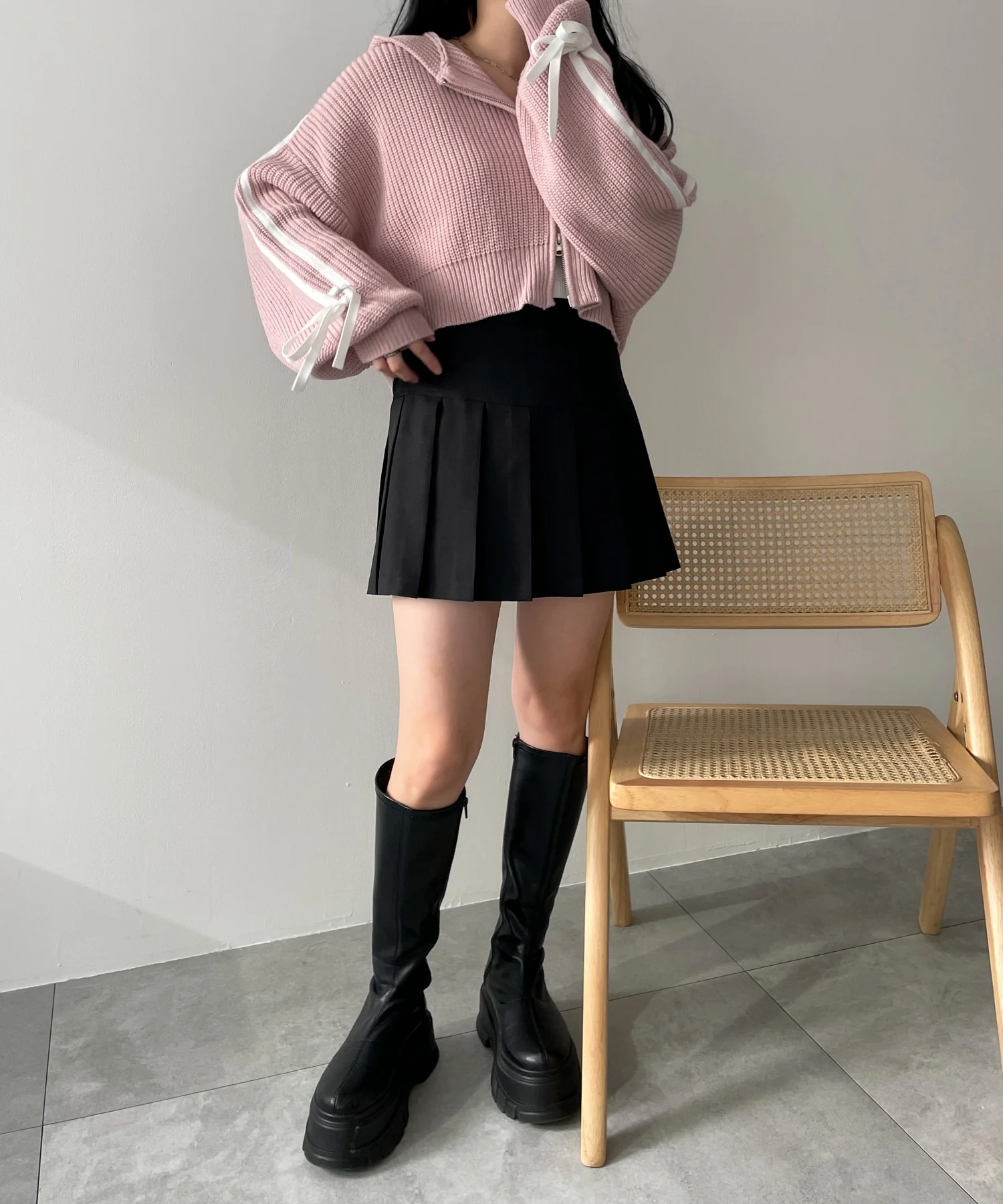 ラインリボンダブルジップニットパーカー - Image 21