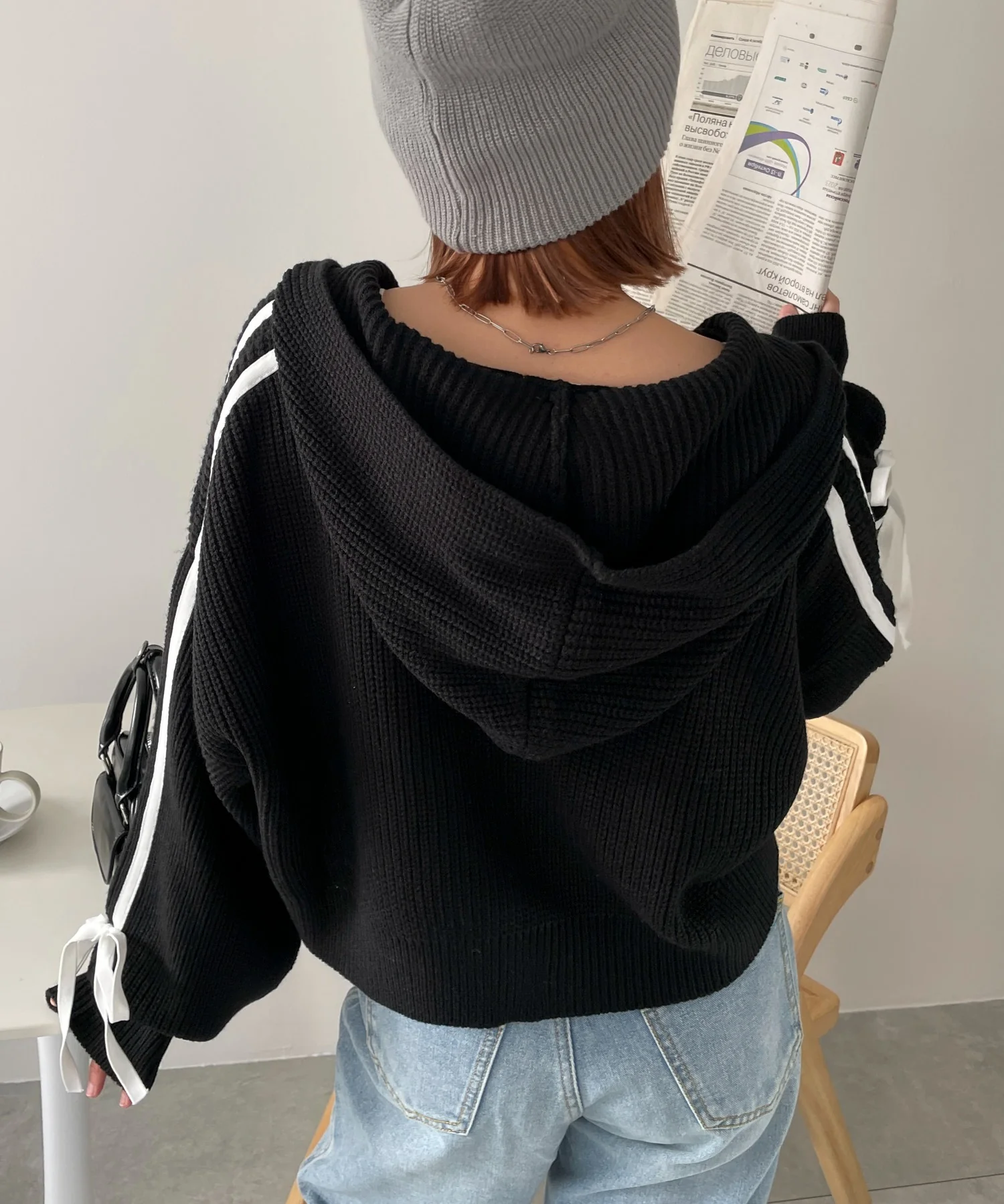 ラインリボンダブルジップニットパーカー - Image 24