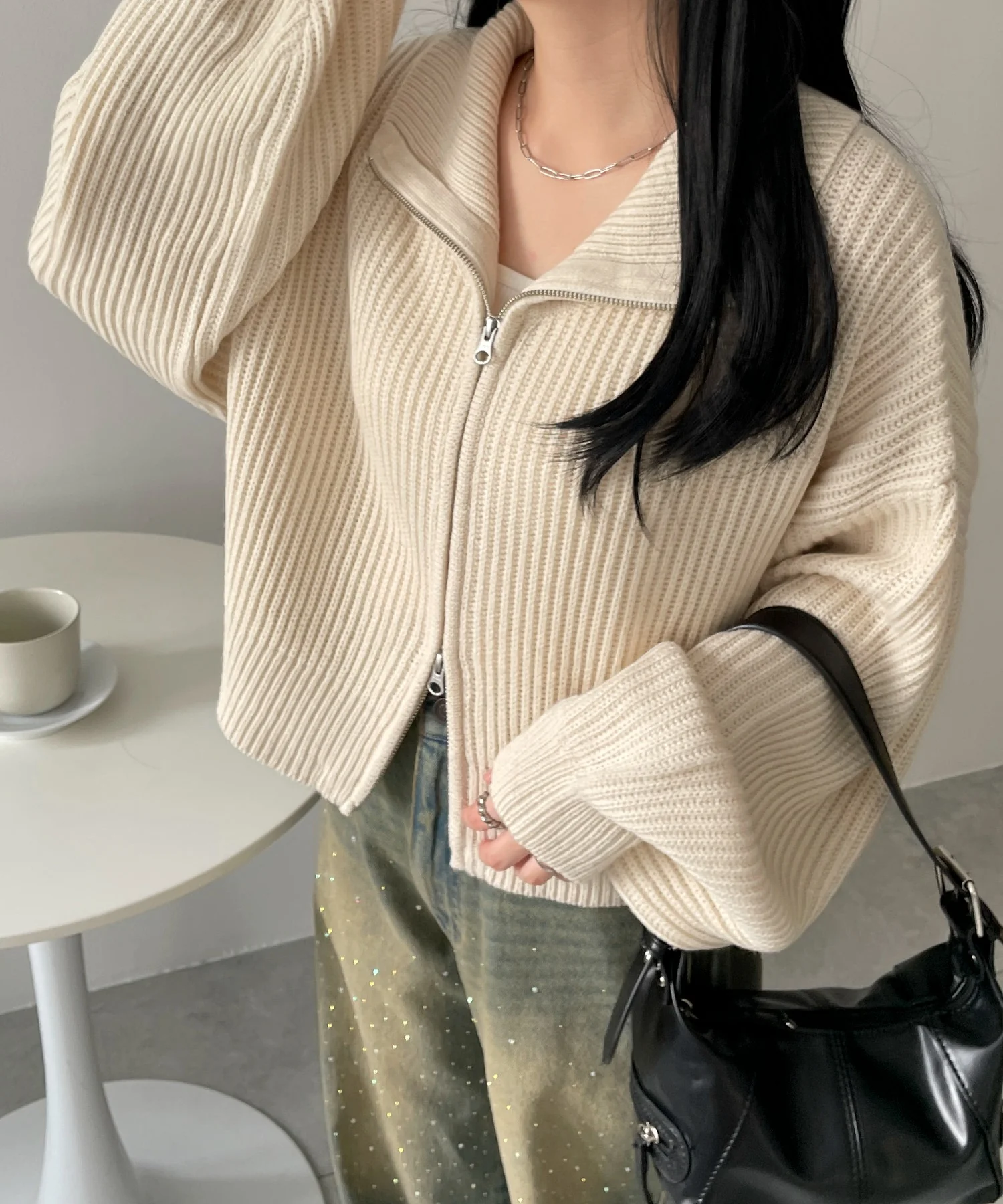 ダブルジップショートニットブルゾン - Image 17