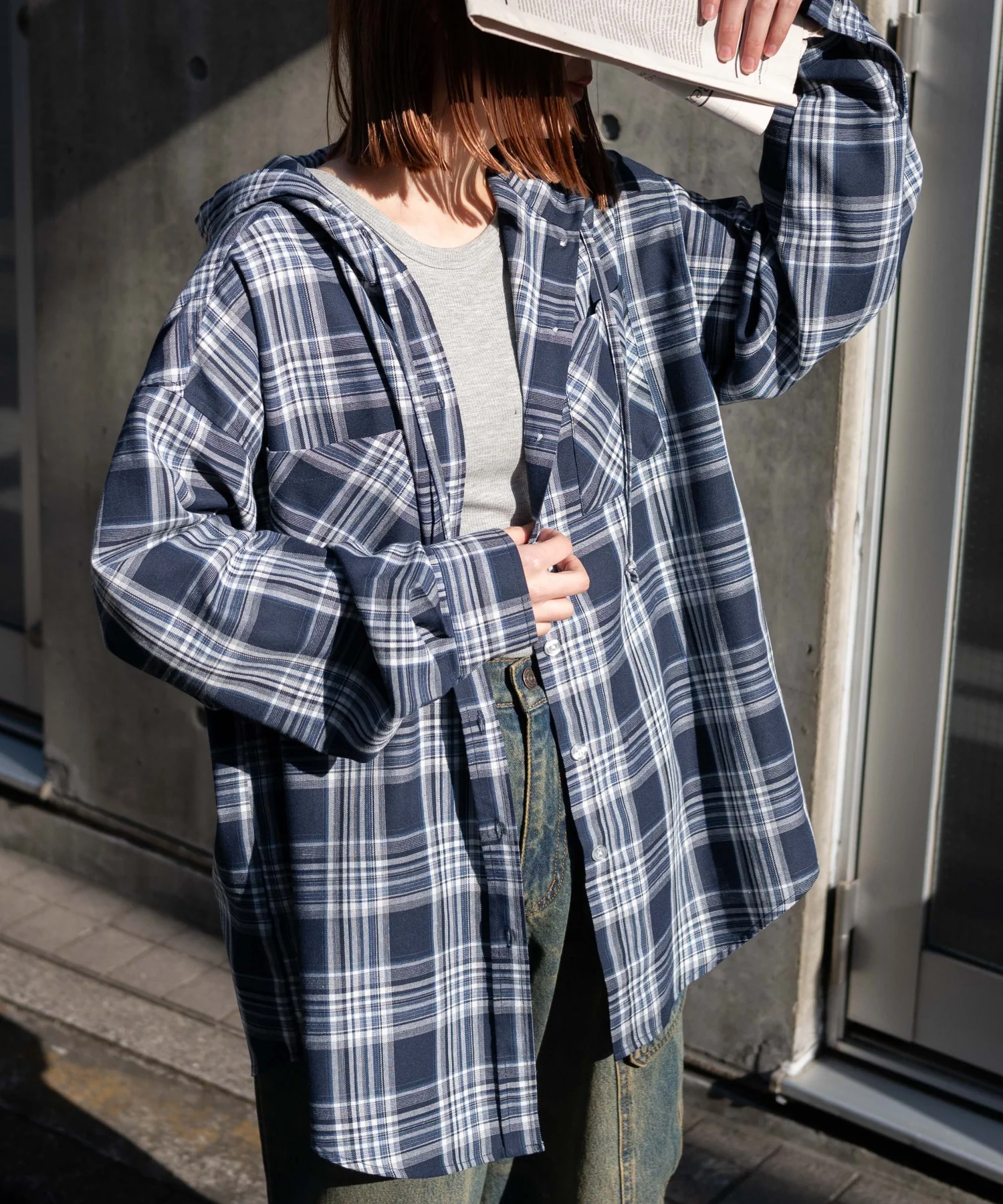 フードチェックBIGシャツ - Image 10