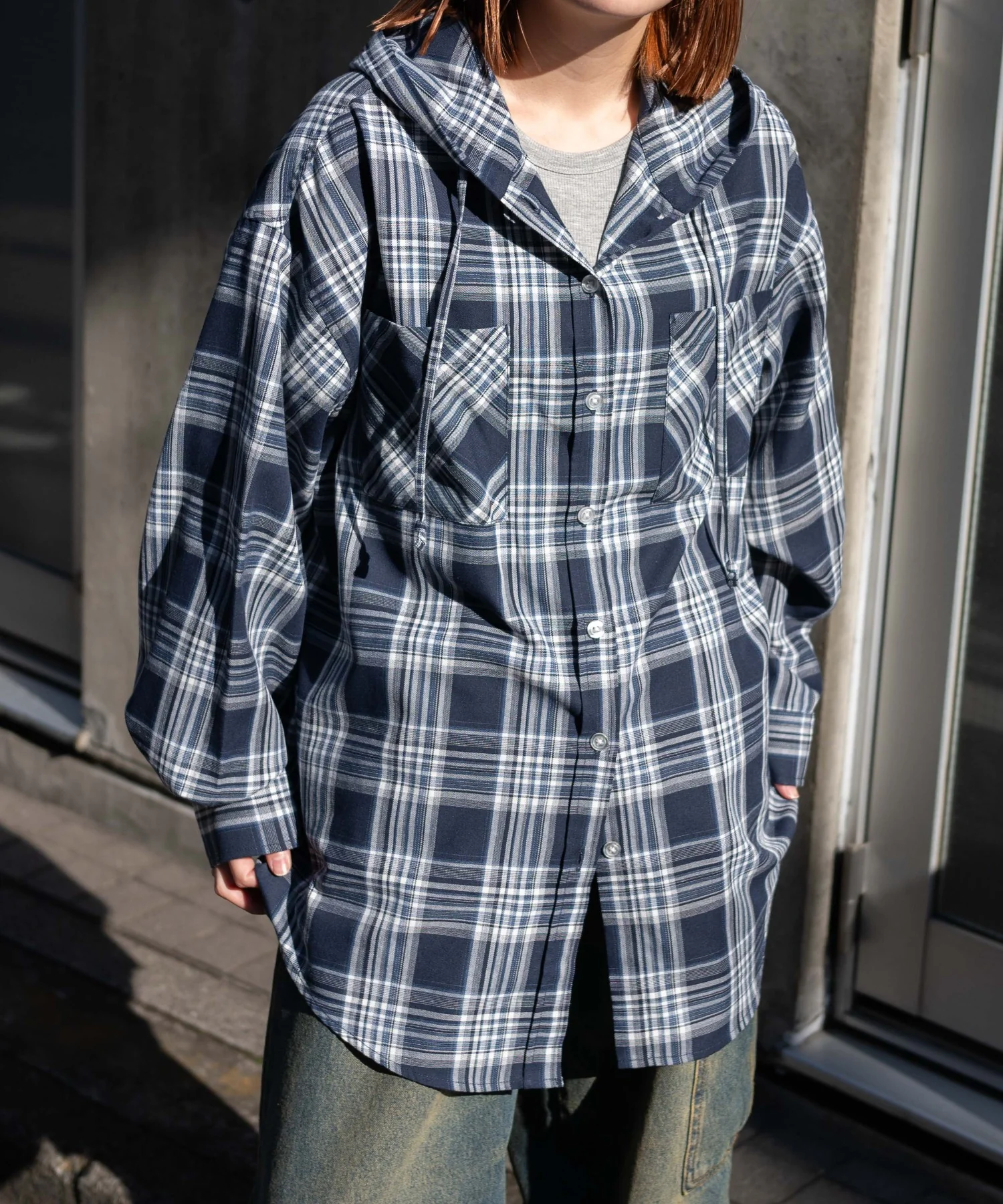 フードチェックBIGシャツ - Image 12