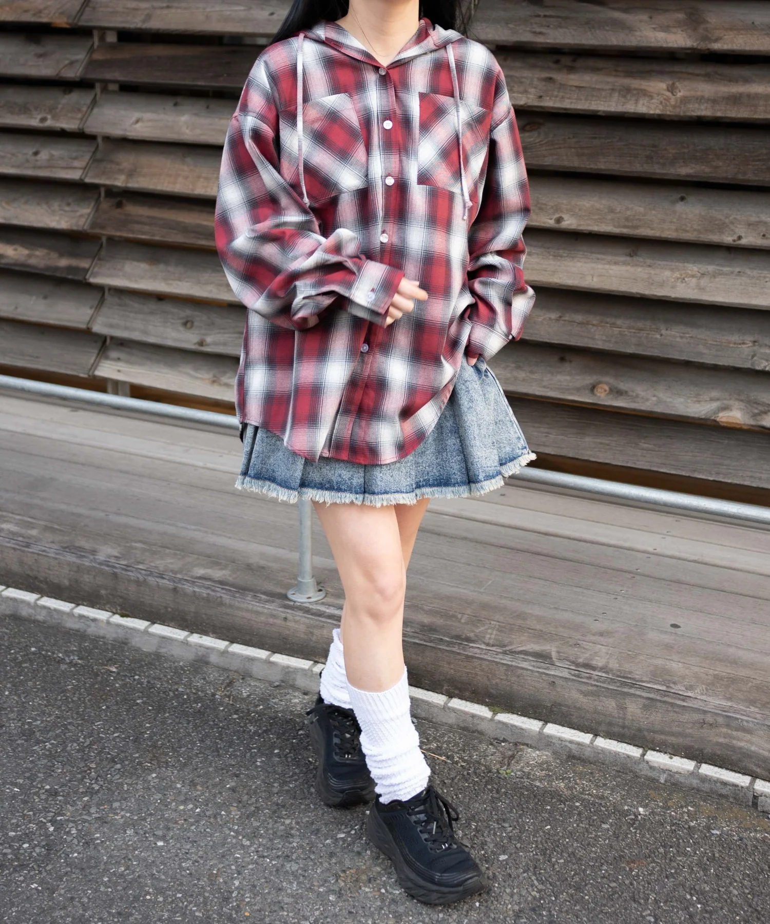 フードチェックBIGシャツ - Image 19