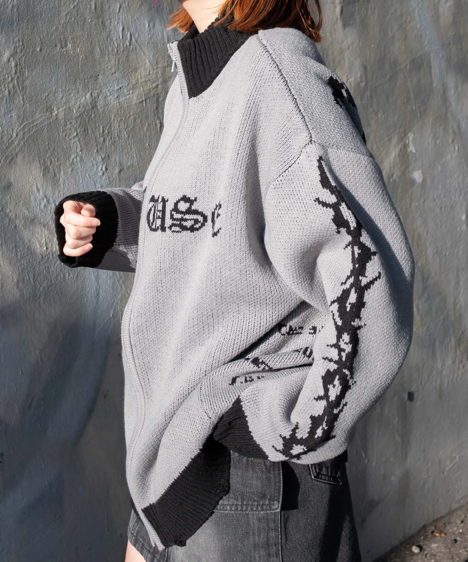 クロスダメージニットBIGブルゾン - Image 10