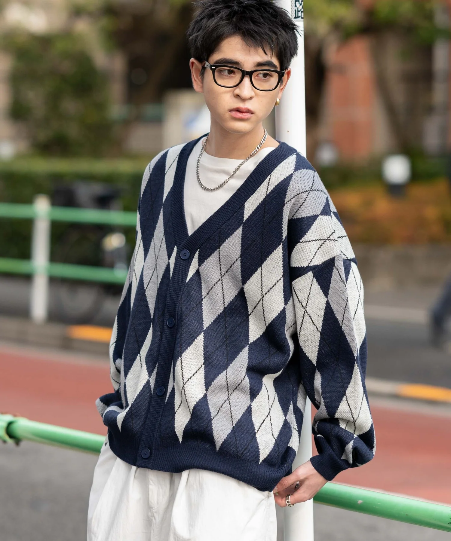 リラックスフィットパターンカーディガン - Image 11