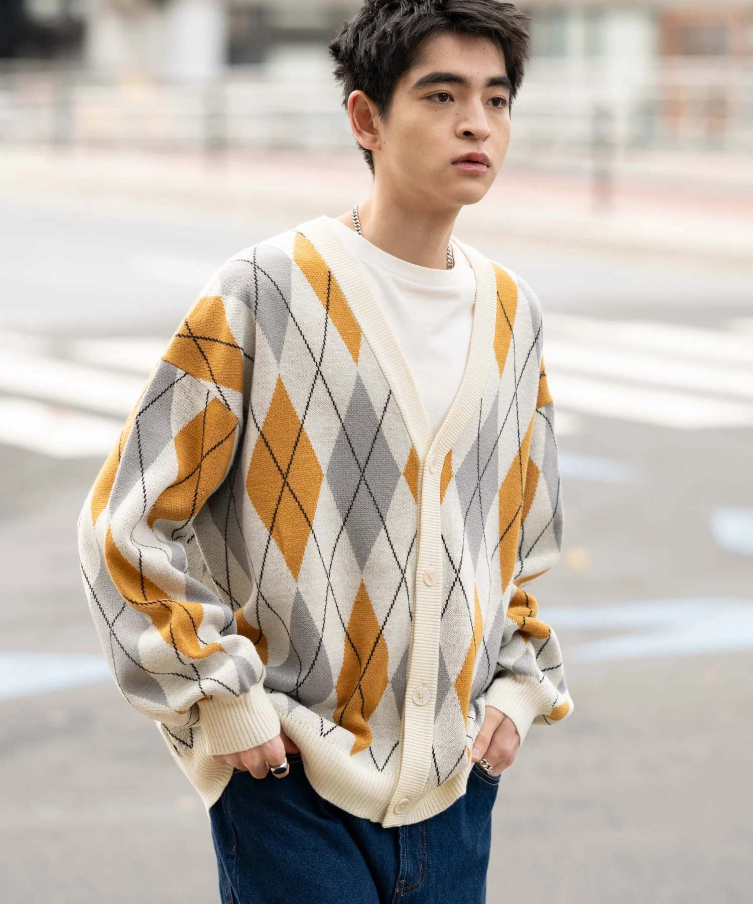 リラックスフィットパターンカーディガン - Image 17