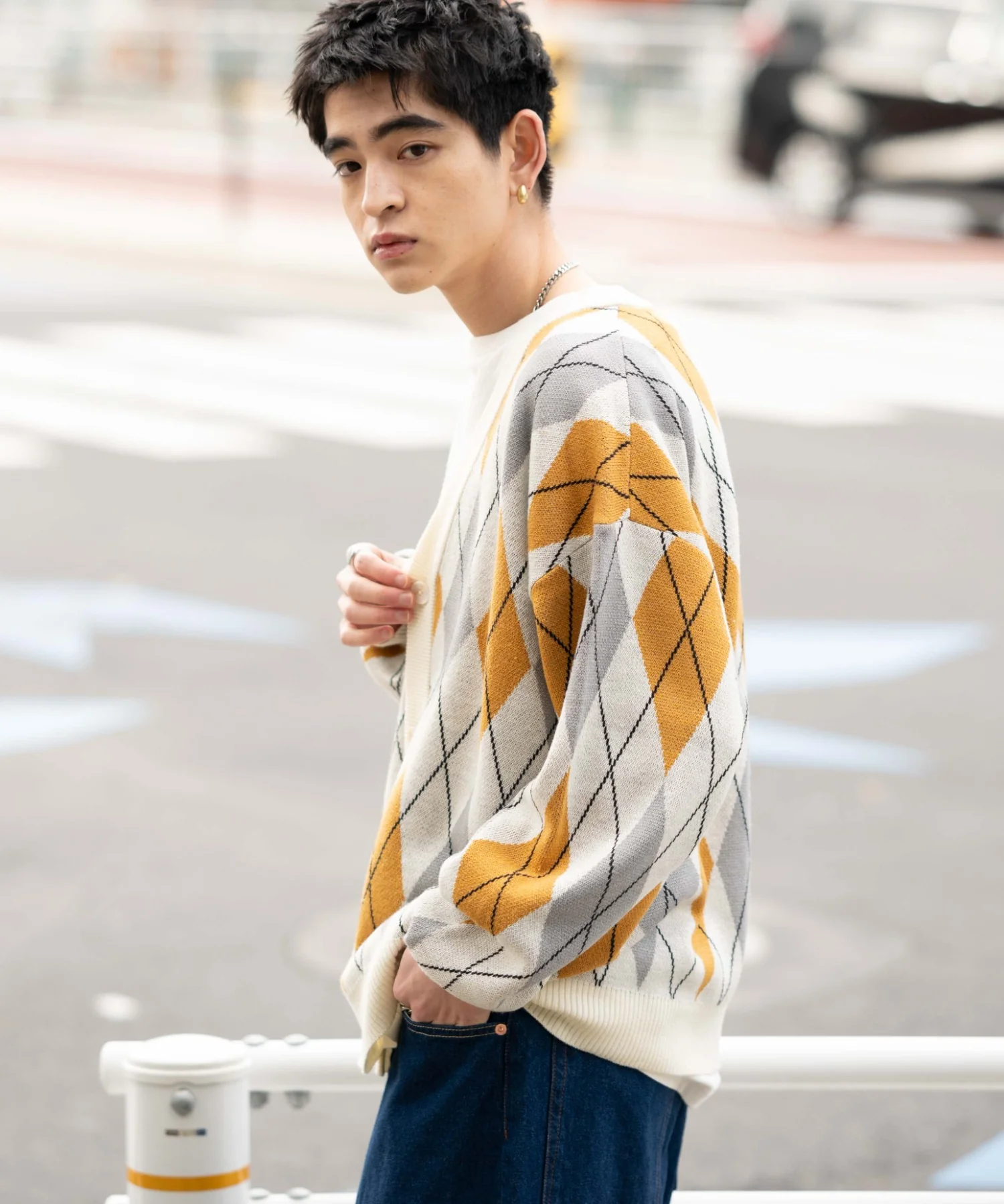 リラックスフィットパターンカーディガン - Image 18