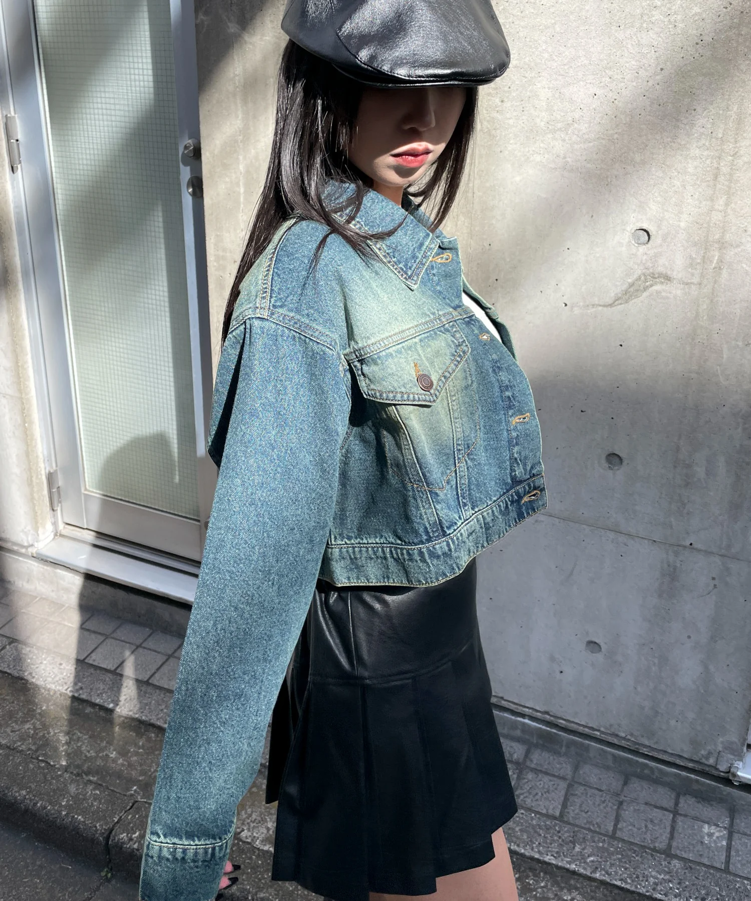 ヴィンテージウォッシュショートデニムジャケット - Image 8