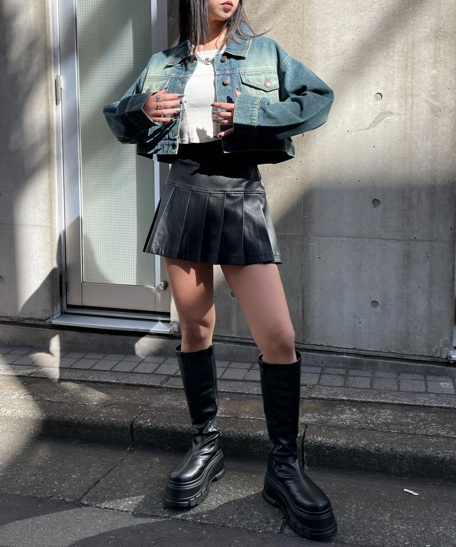 ヴィンテージウォッシュショートデニムジャケット - Image 9
