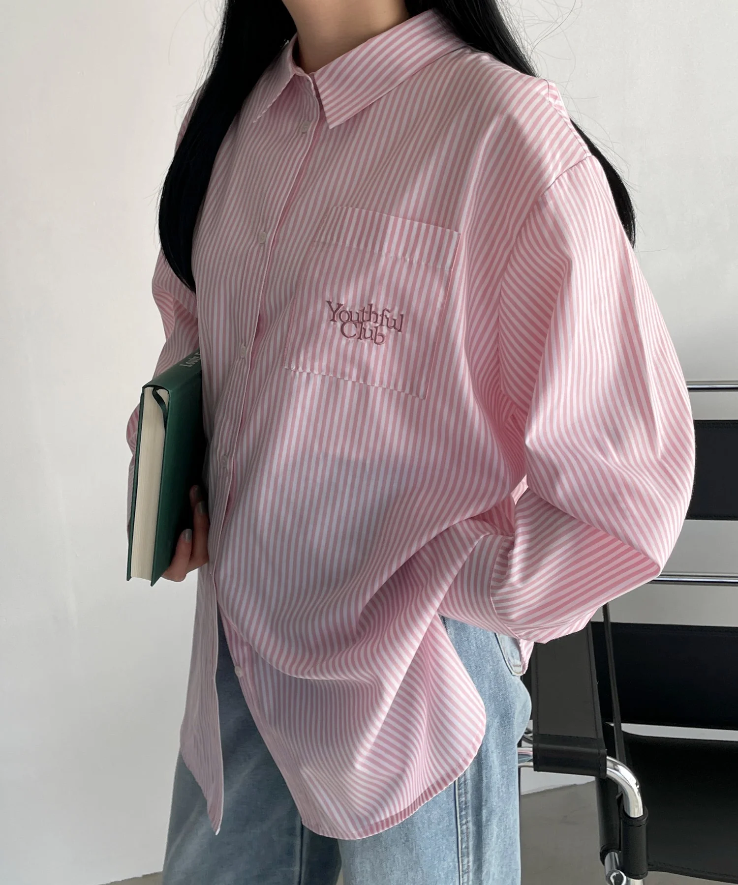 刺繍ストライプBIGシャツ - Image 10