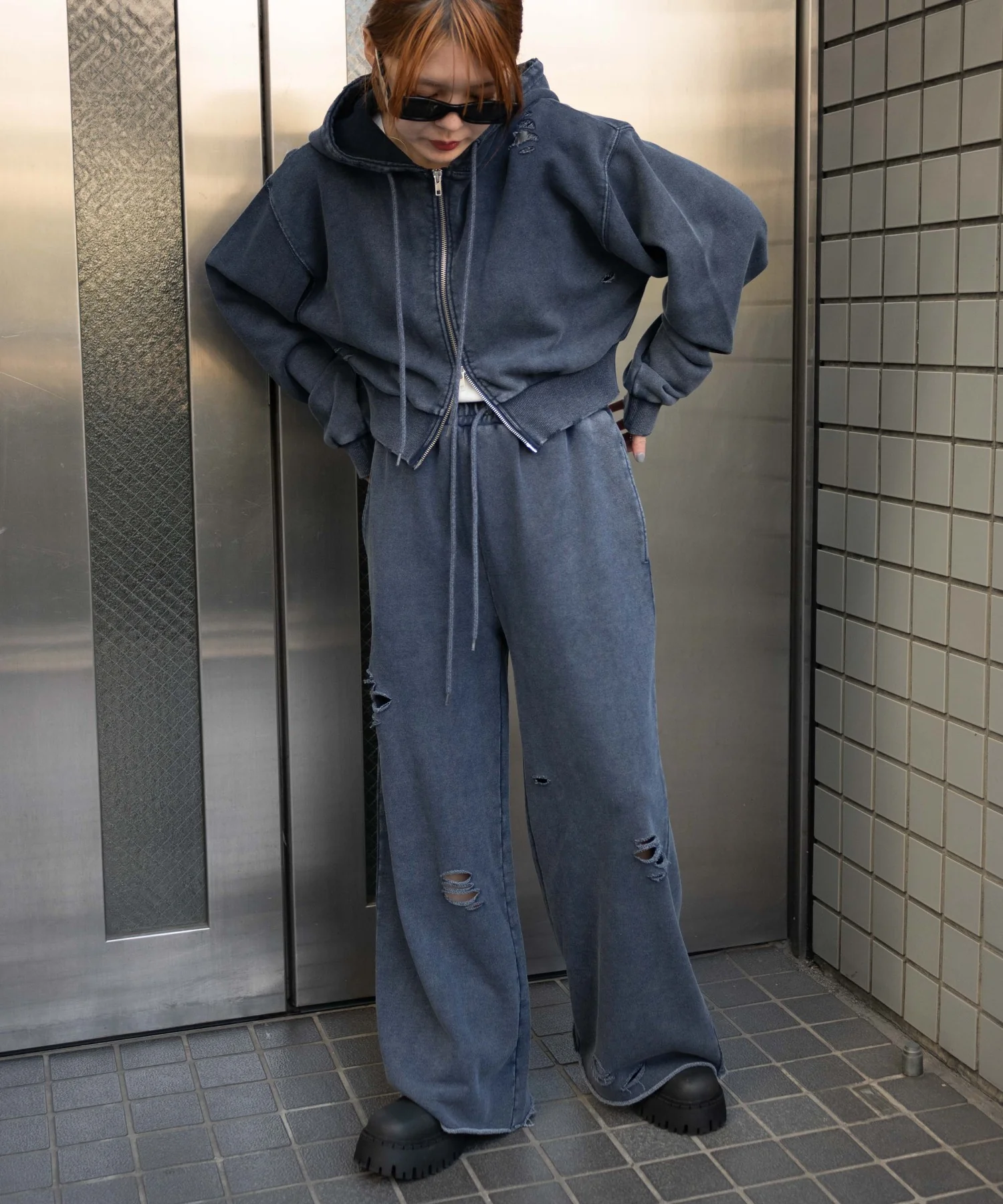 ダメージショートジップパーカー - Image 19