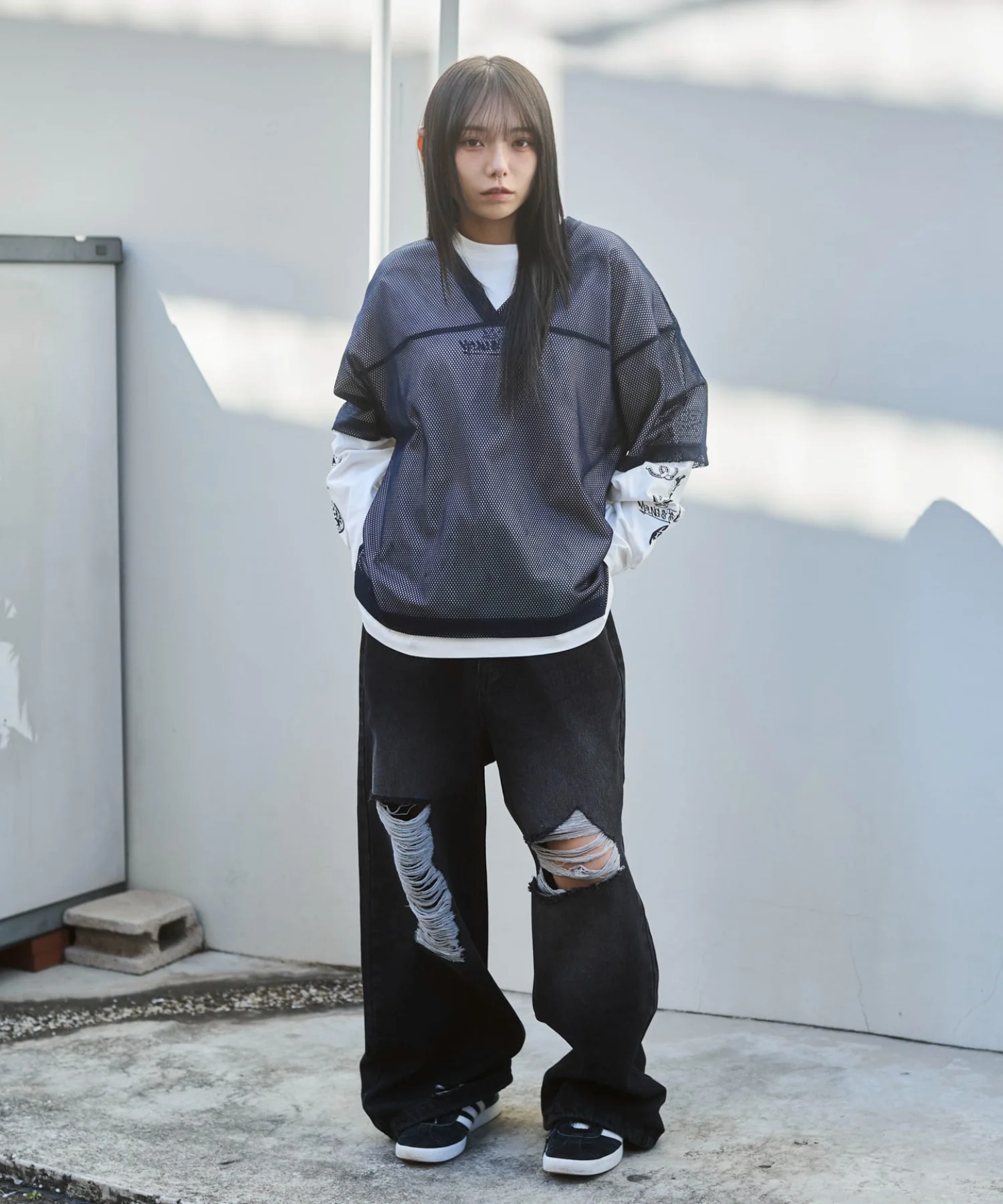 メッシュスリーブロゴアンサンブルT - Image 5