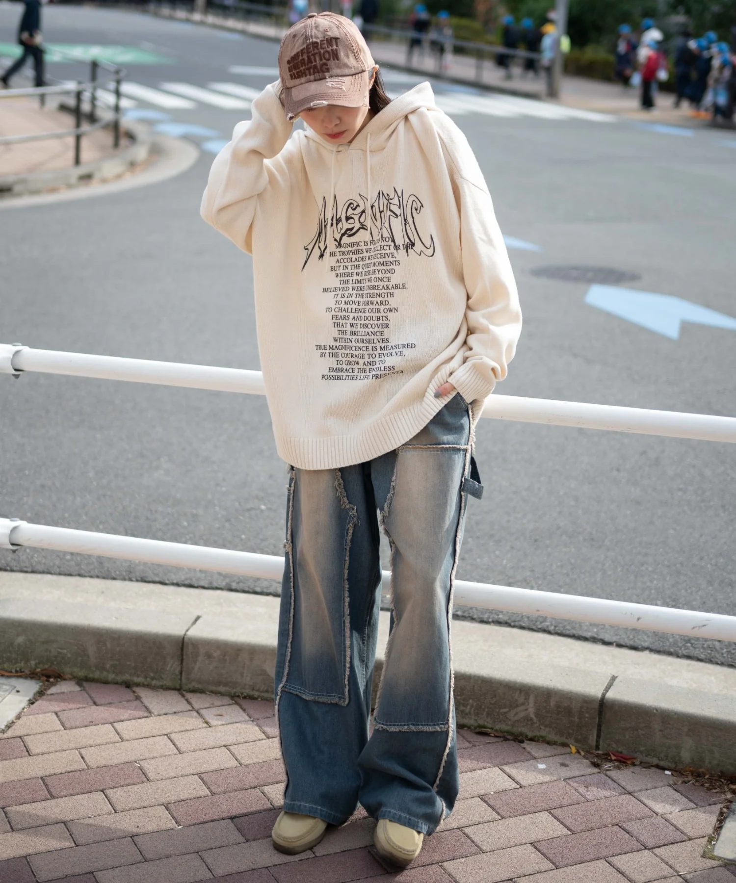 グラフィックプリントニットパーカー - Image 4