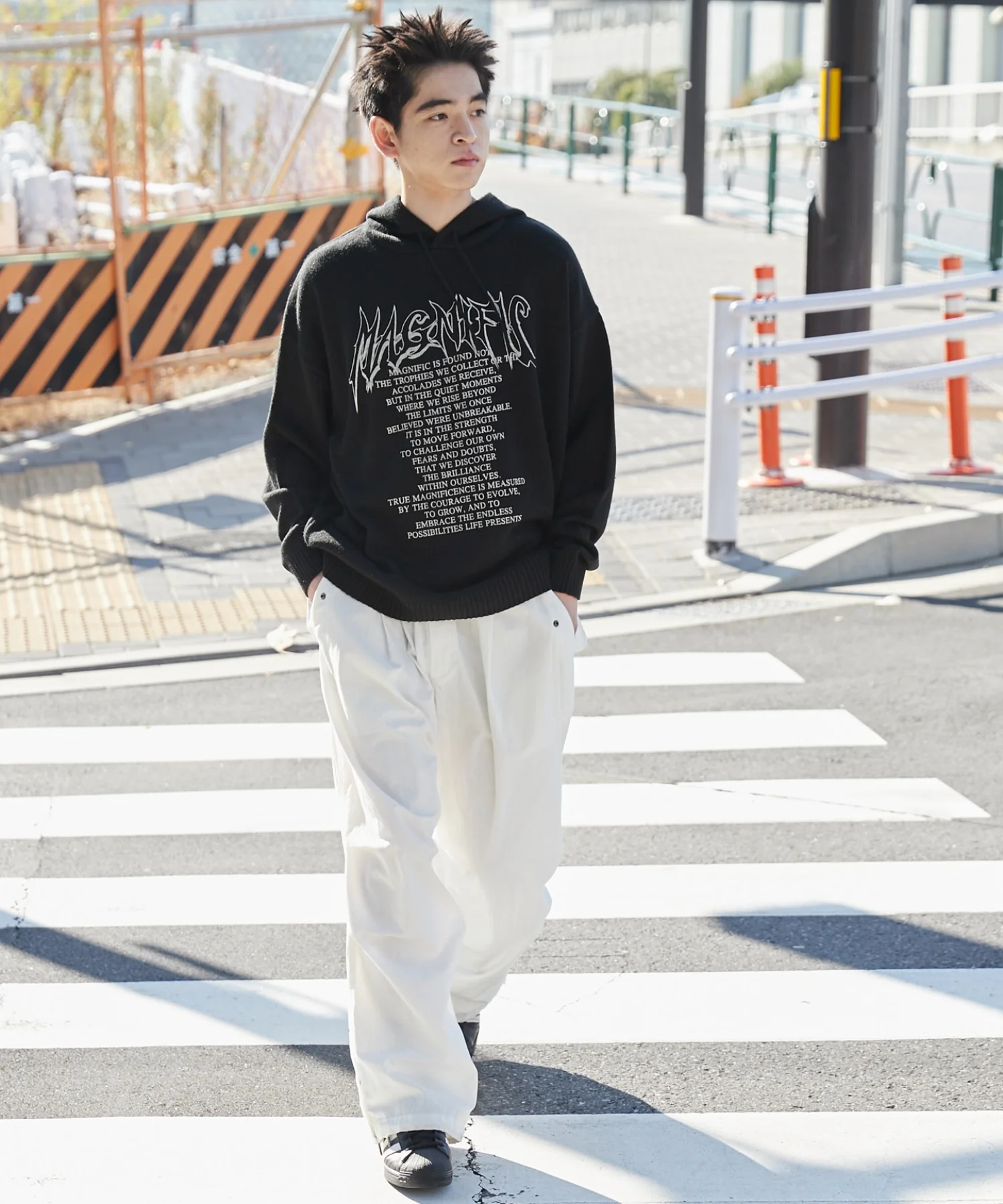 グラフィックプリントニットパーカー - Image 5