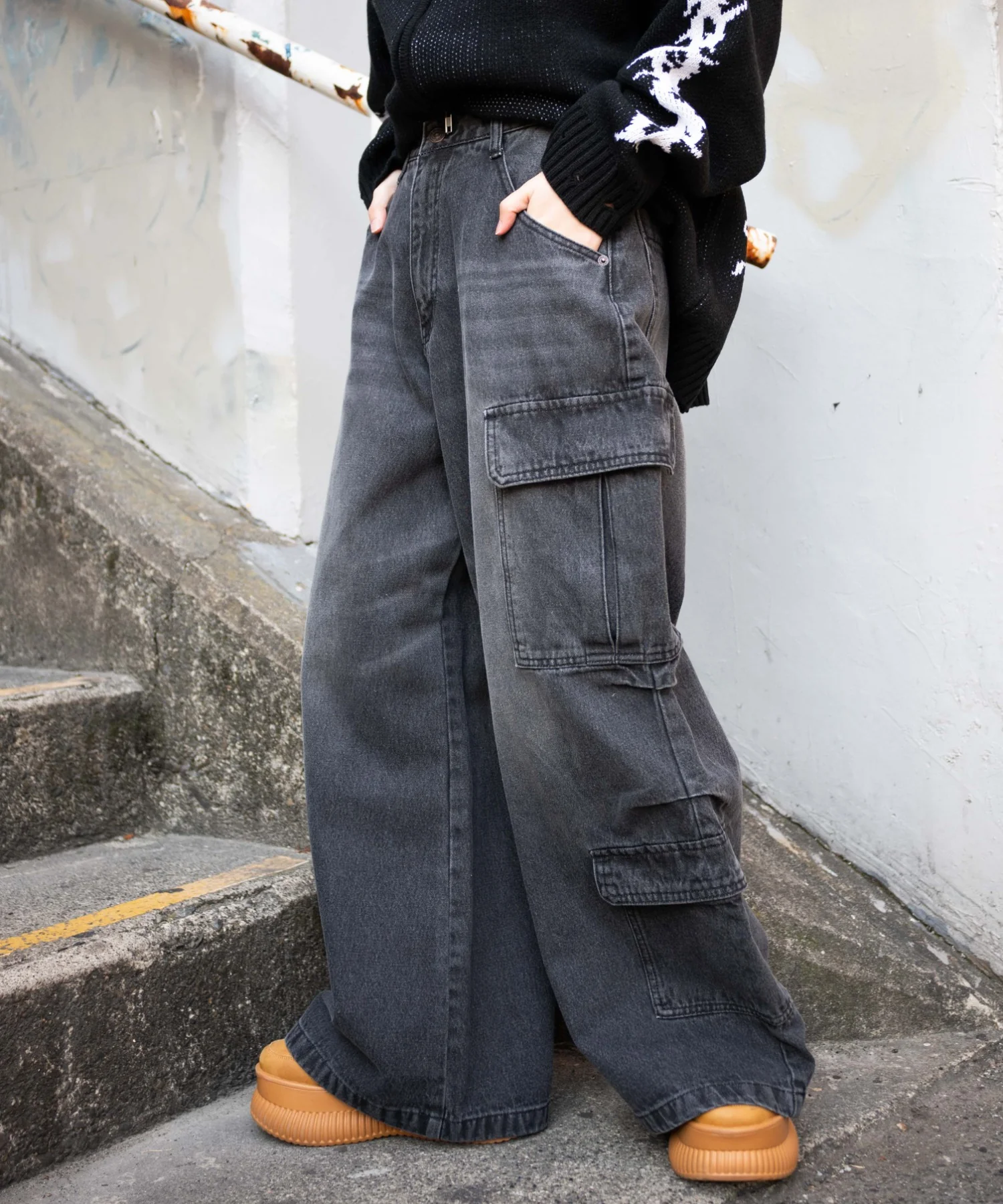 ヴィンテージウォッシュバギーカーゴパンツ - Image 11