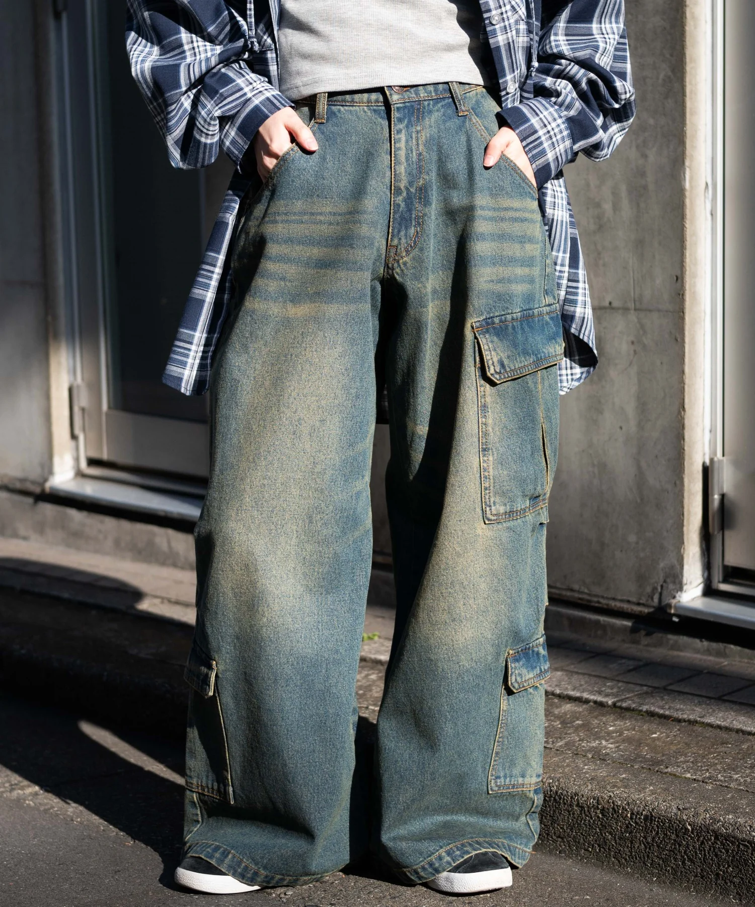 ヴィンテージウォッシュバギーカーゴパンツ - Image 5