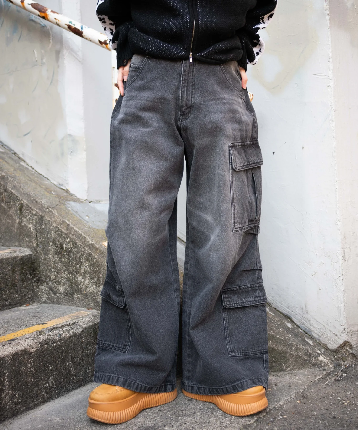 ヴィンテージウォッシュバギーカーゴパンツ - Image 9