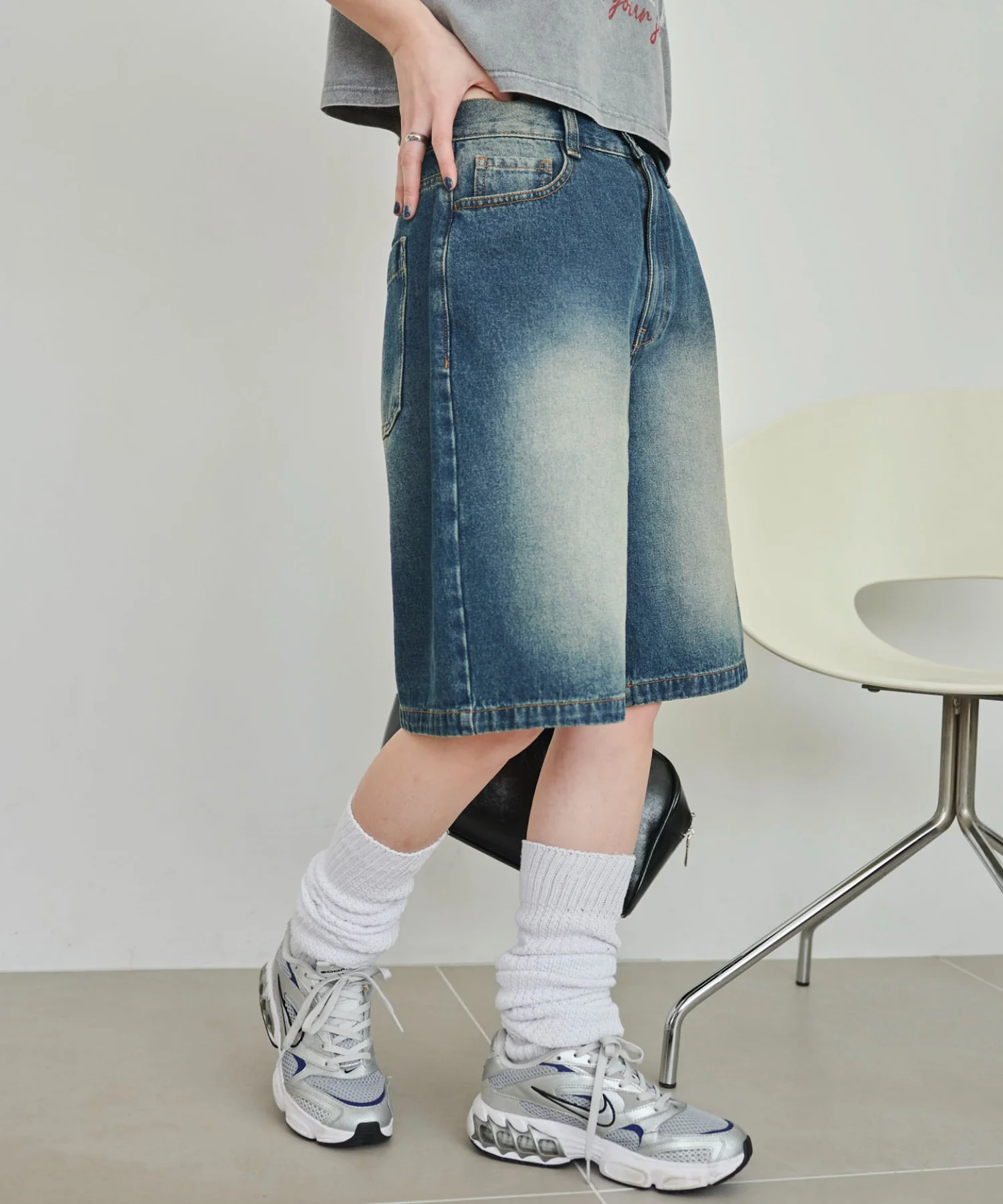 ヴィンテージウォッシュデニムハーフパンツ - Image 13
