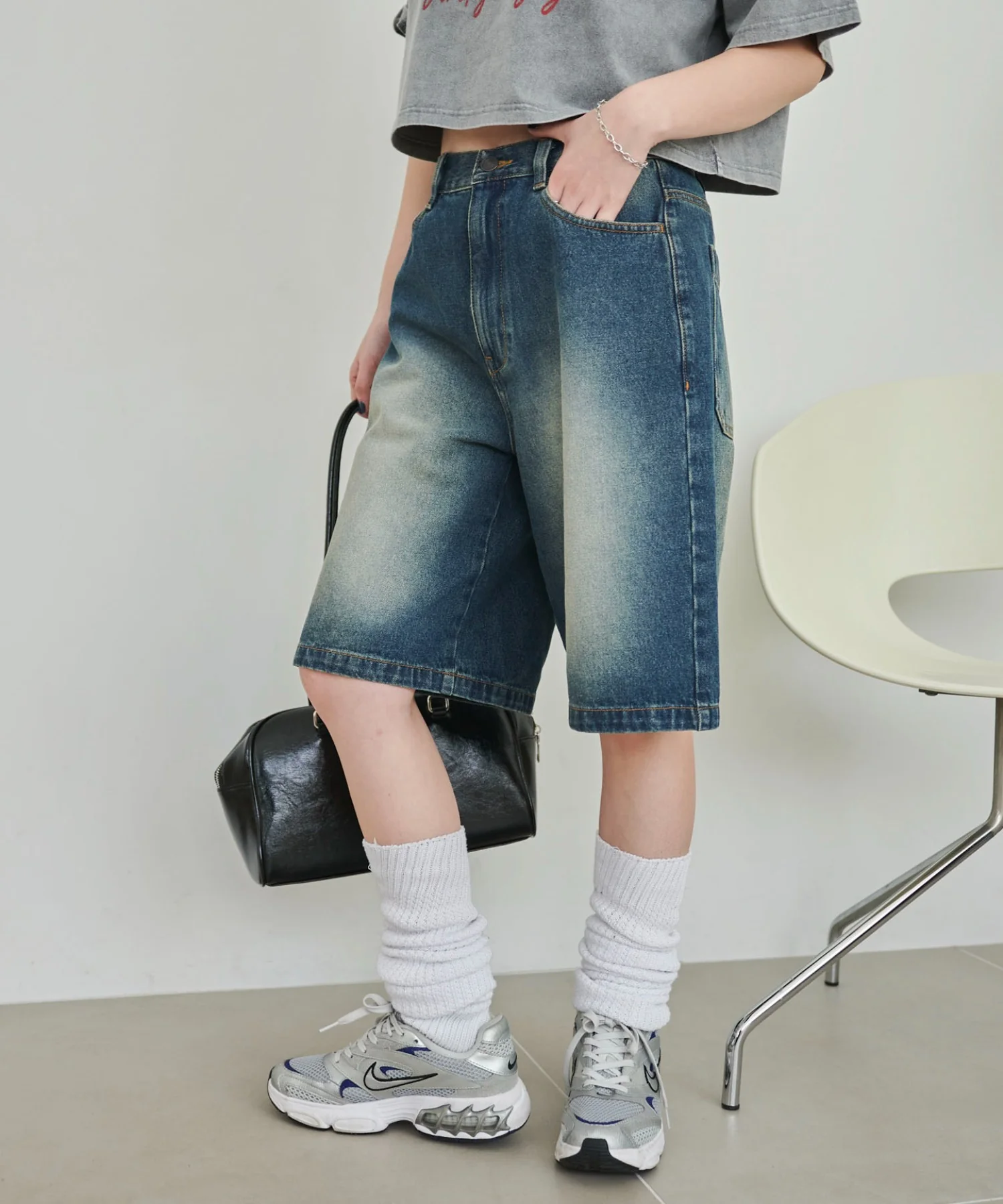 ヴィンテージウォッシュデニムハーフパンツ - Image 14