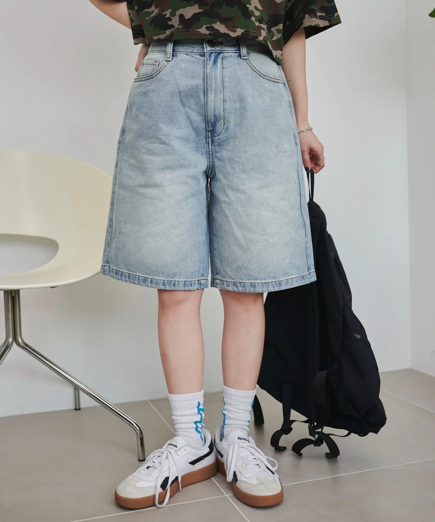 ヴィンテージウォッシュデニムハーフパンツ - Image 16