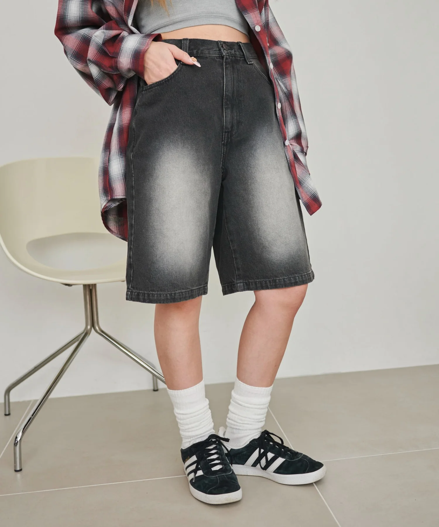 ヴィンテージウォッシュデニムハーフパンツ - Image 22