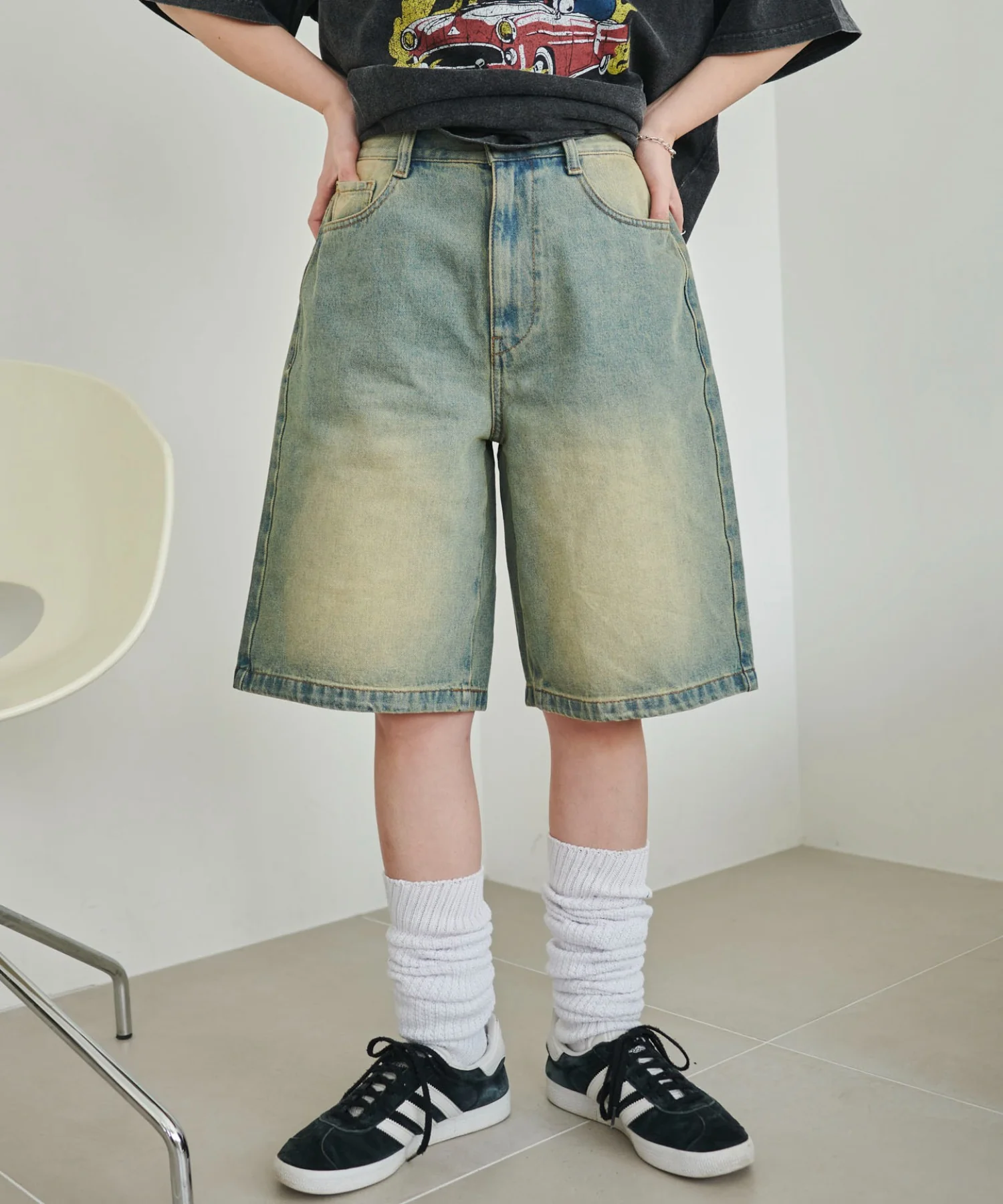 ヴィンテージウォッシュデニムハーフパンツ - Image 24