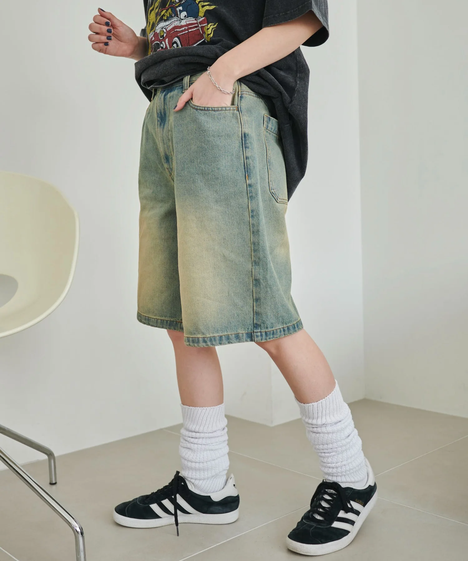 ヴィンテージウォッシュデニムハーフパンツ - Image 25