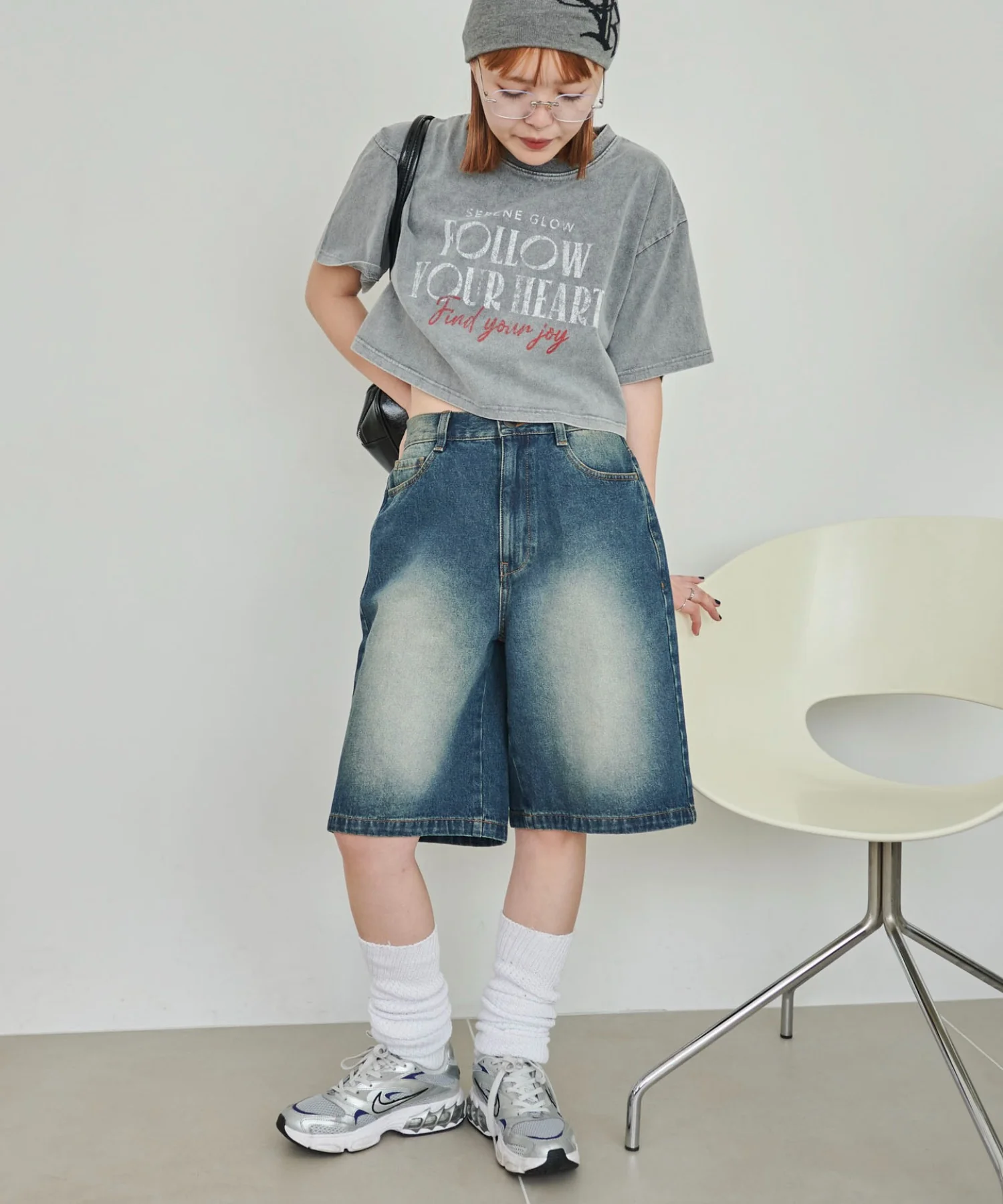 ヴィンテージウォッシュデニムハーフパンツ - Image 5