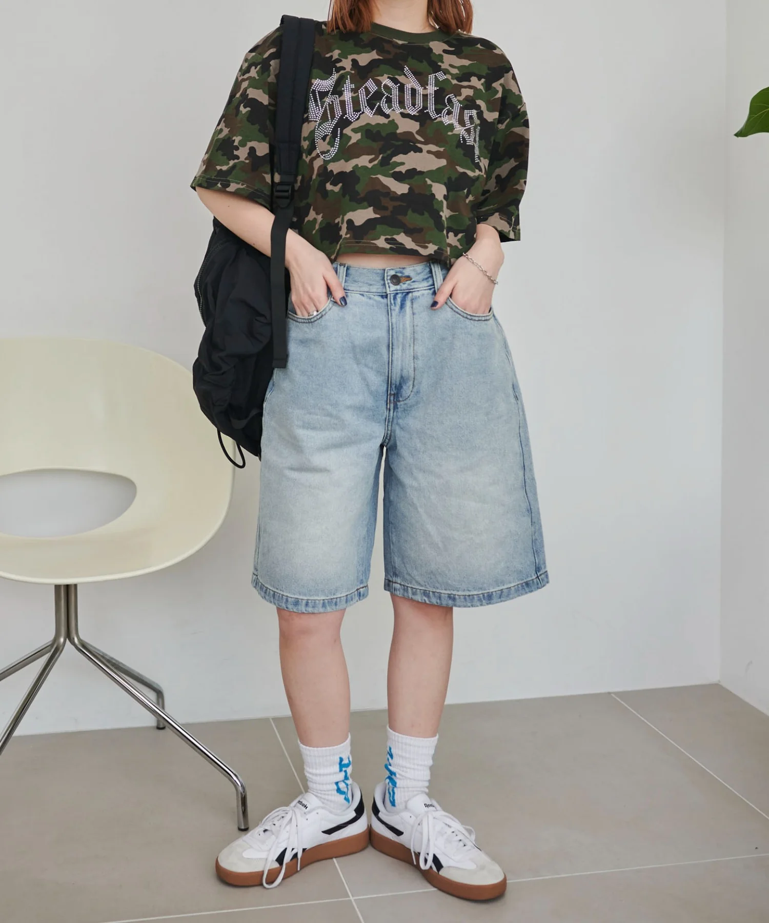 ヴィンテージウォッシュデニムハーフパンツ - Image 6