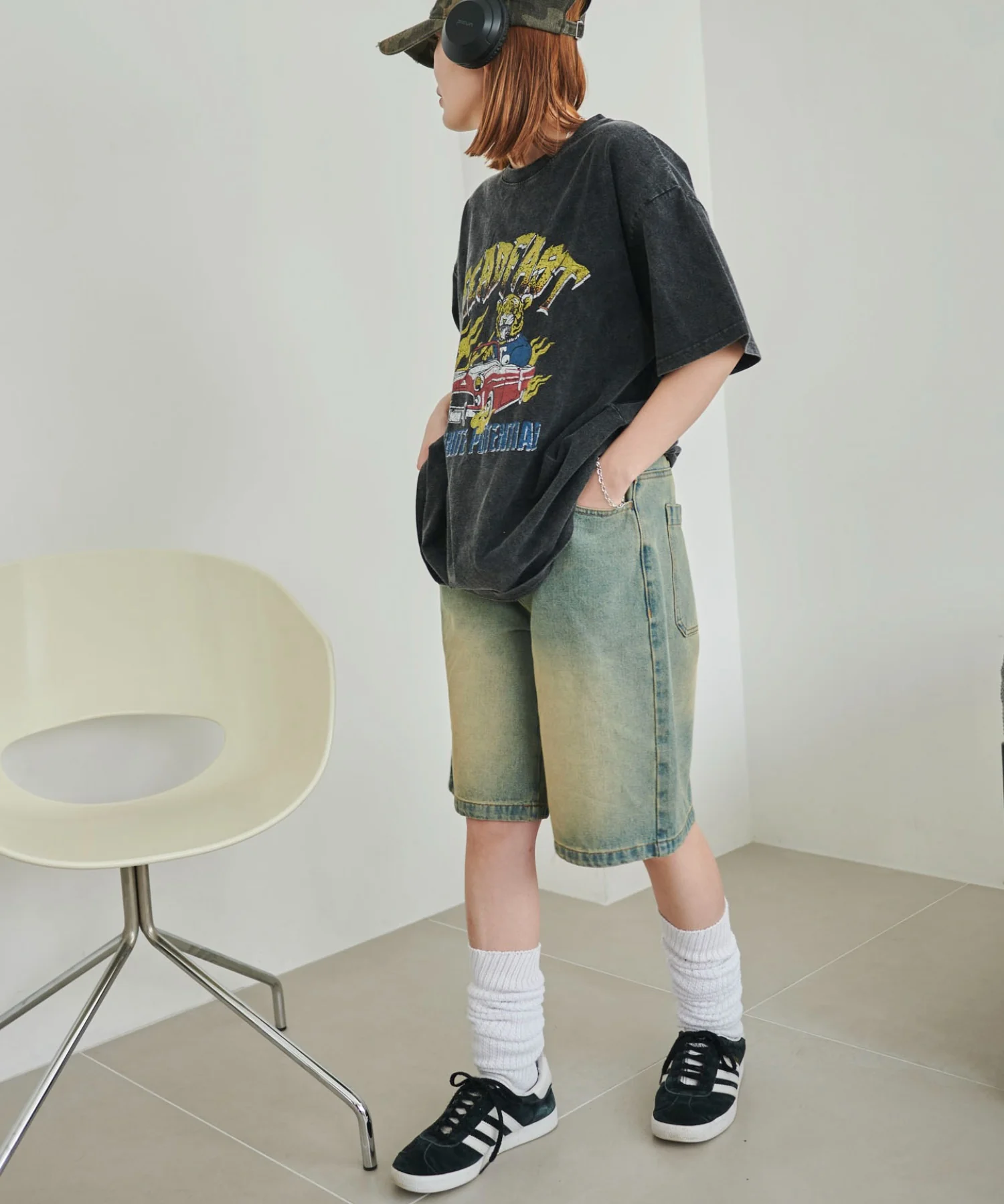 ヴィンテージウォッシュデニムハーフパンツ - Image 8