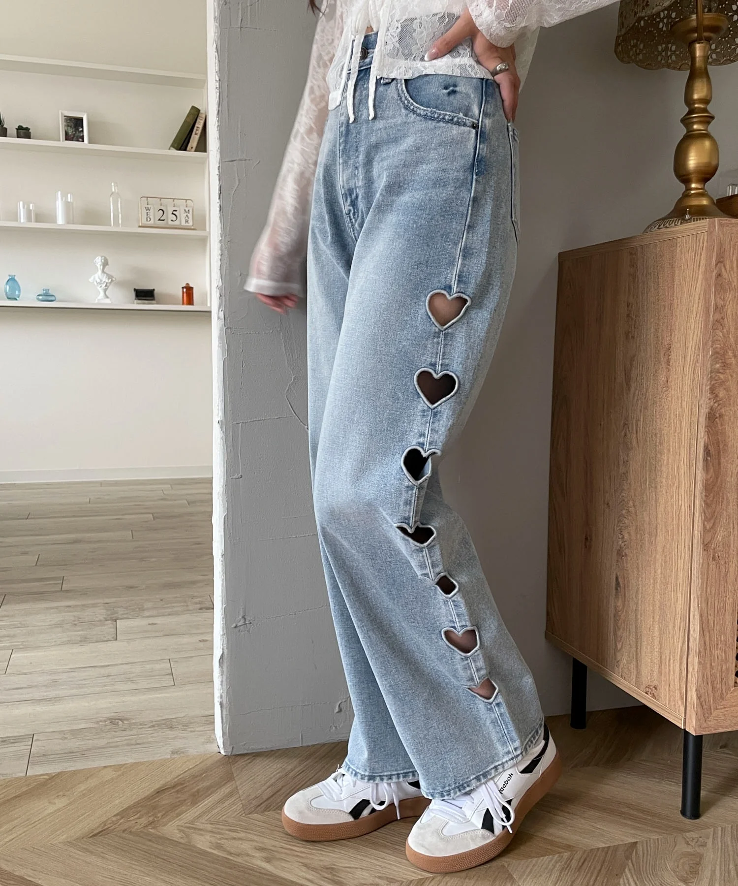 ハートサイドラインストレートパンツ - Image 9