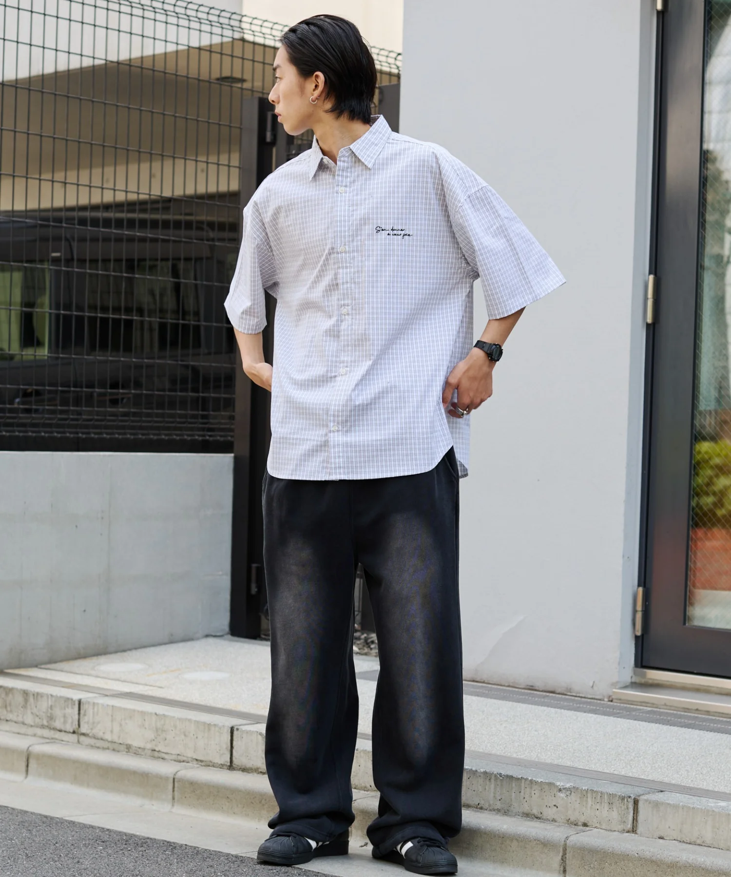 アシッドウォッシュグラフィックスウェットパンツ - Image 4