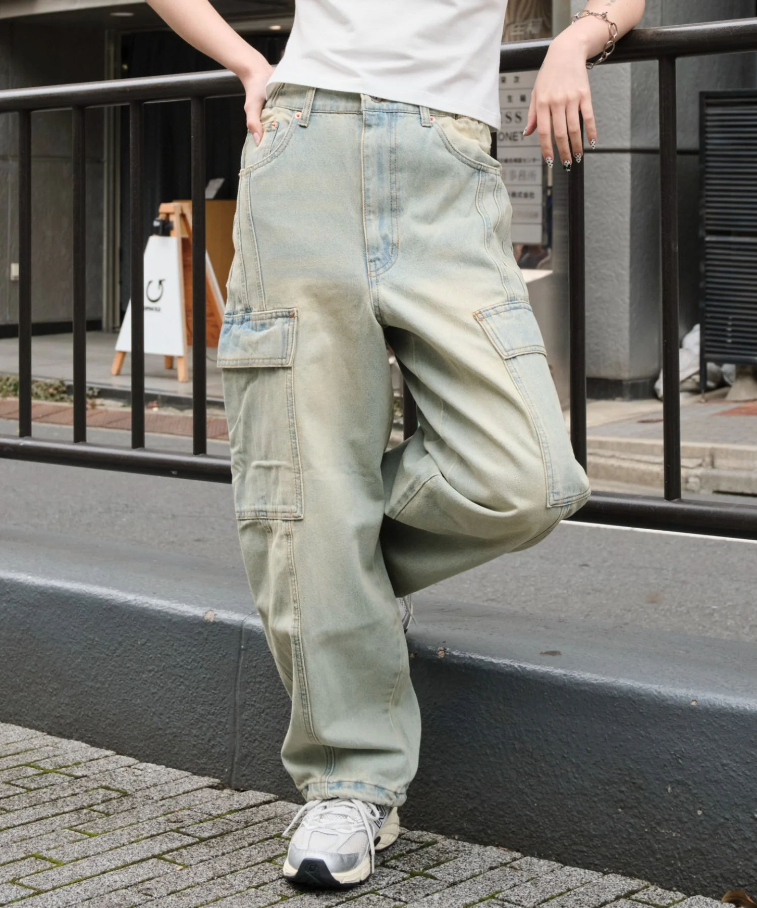イージー3Dバレルレッグデニムカーゴパンツ - Image 18
