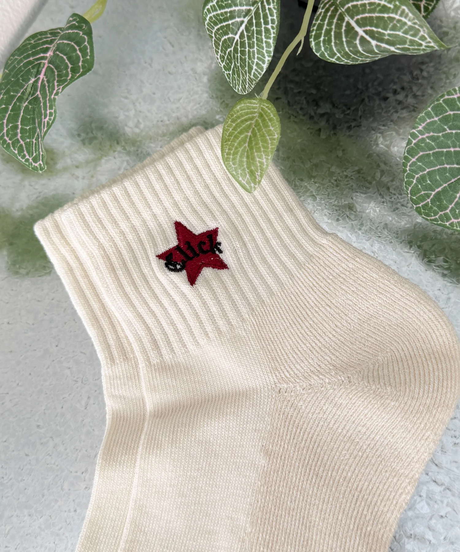 スター刺繍アンクルパイルソックス(23-25cm) - Image 2
