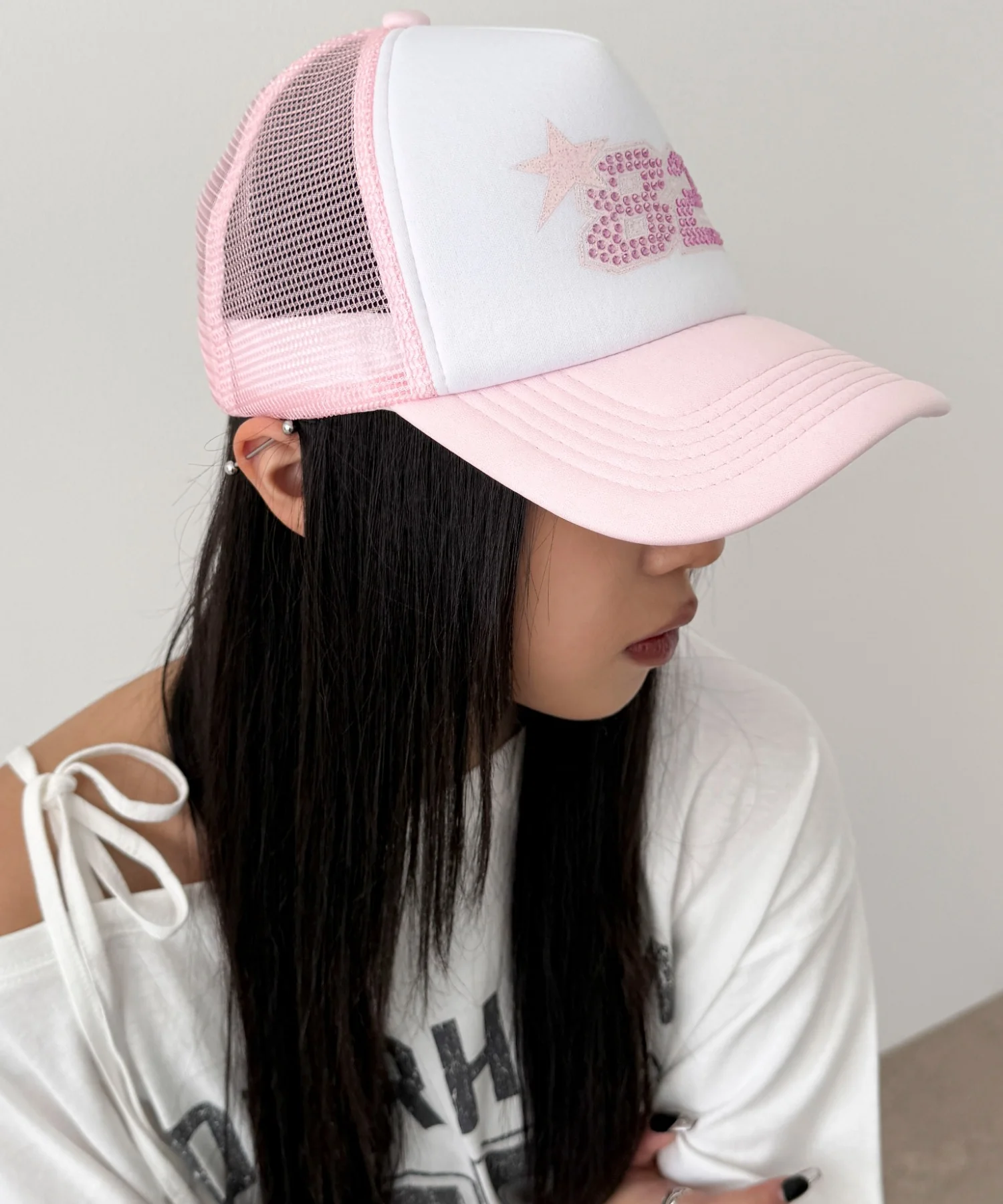ナンバリングラインストーンメッシュキャップ - Image 5
