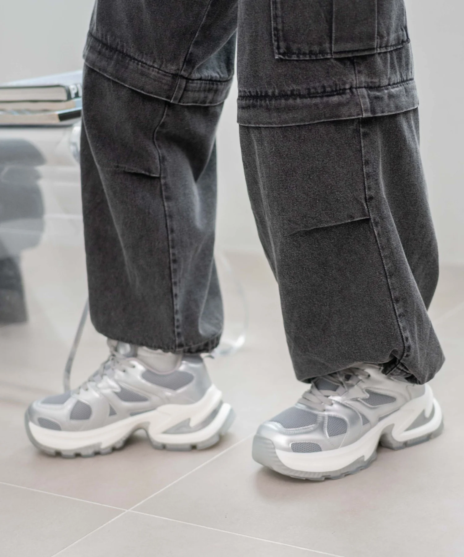 PUメッシュヒールダッドスニーカー - Image 18