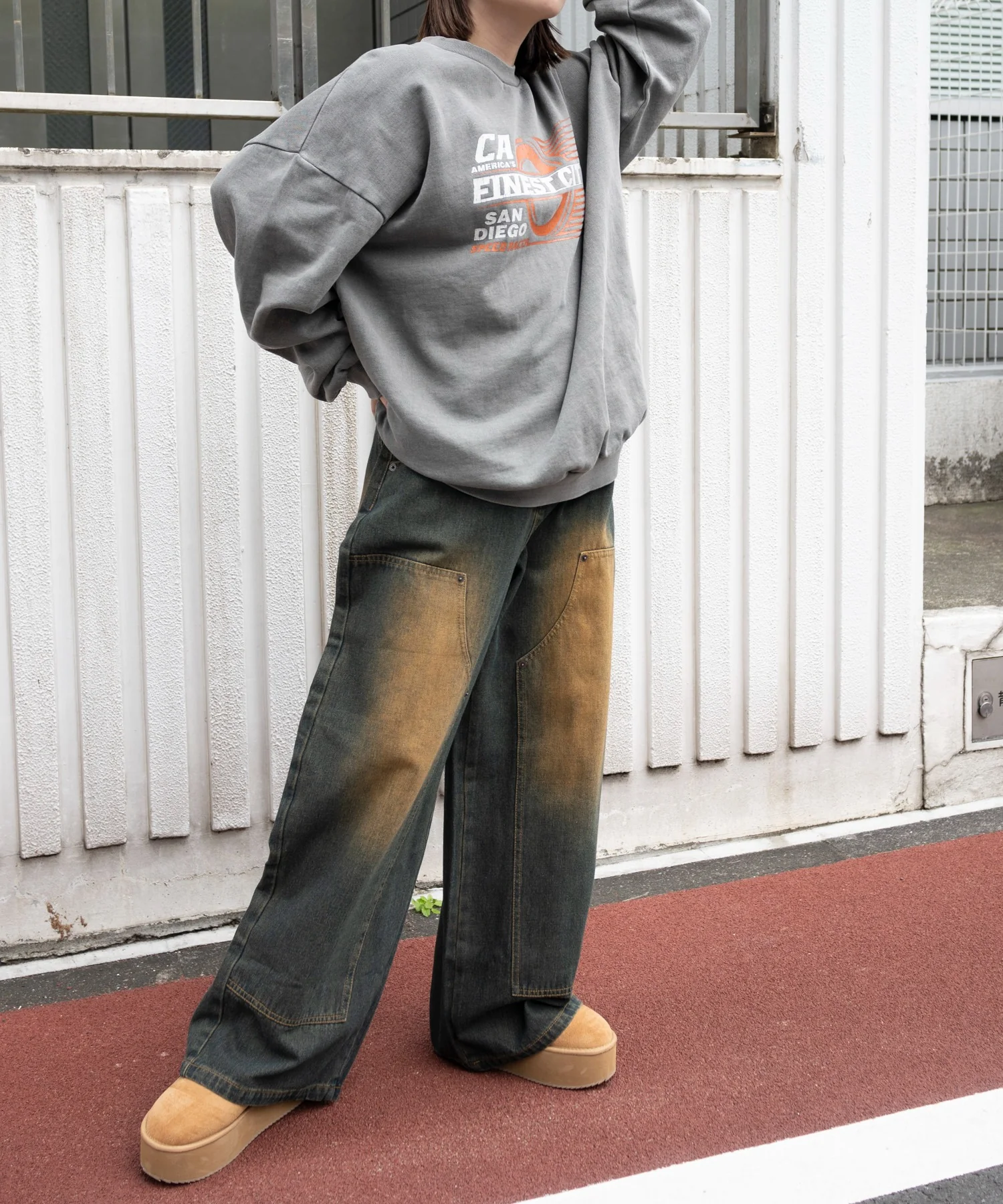 ヴィンテージウォッシュダブルニーバギーパンツ - Image 3