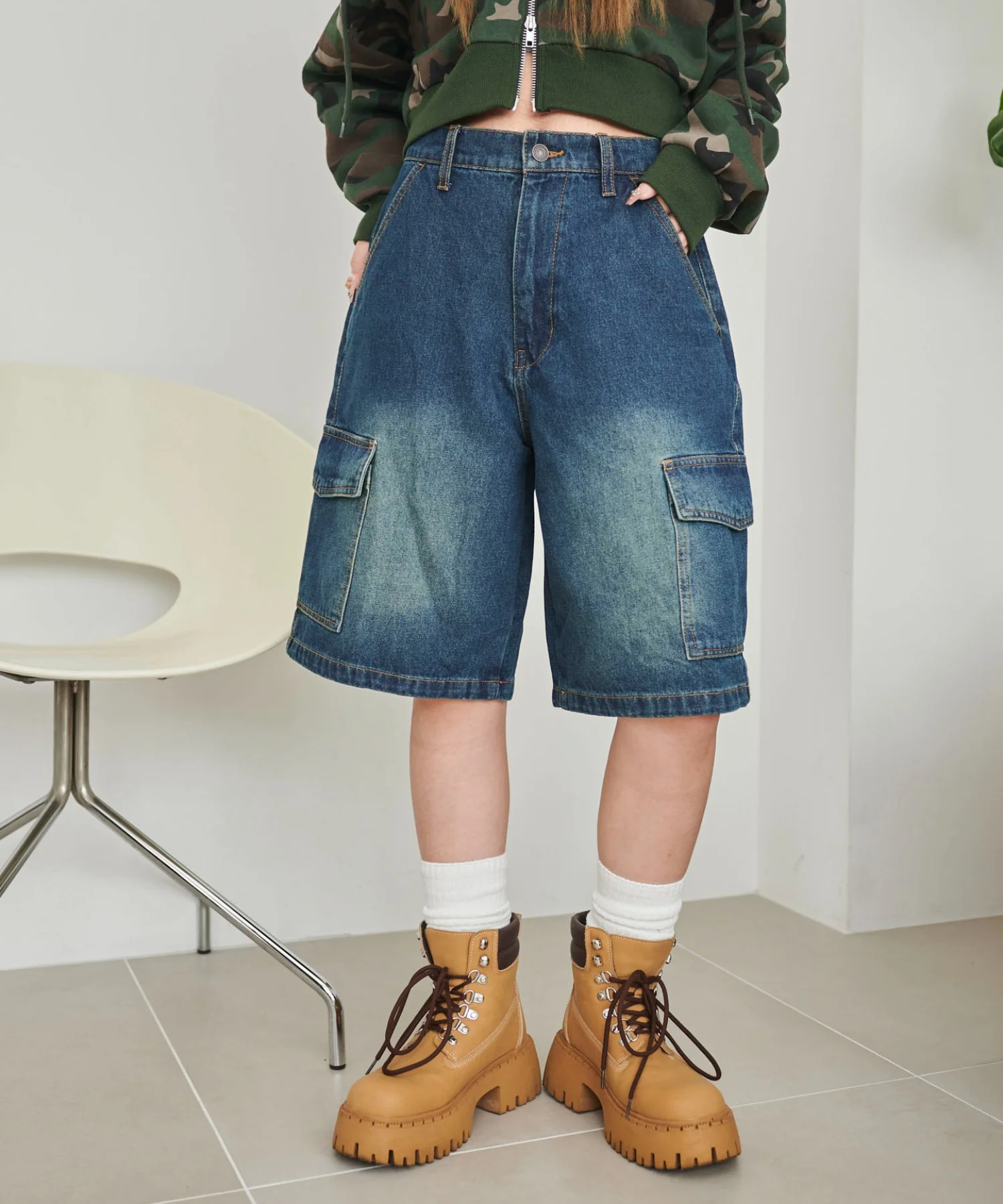 ヴィンテージウォッシュカーゴハーフパンツ - Image 25