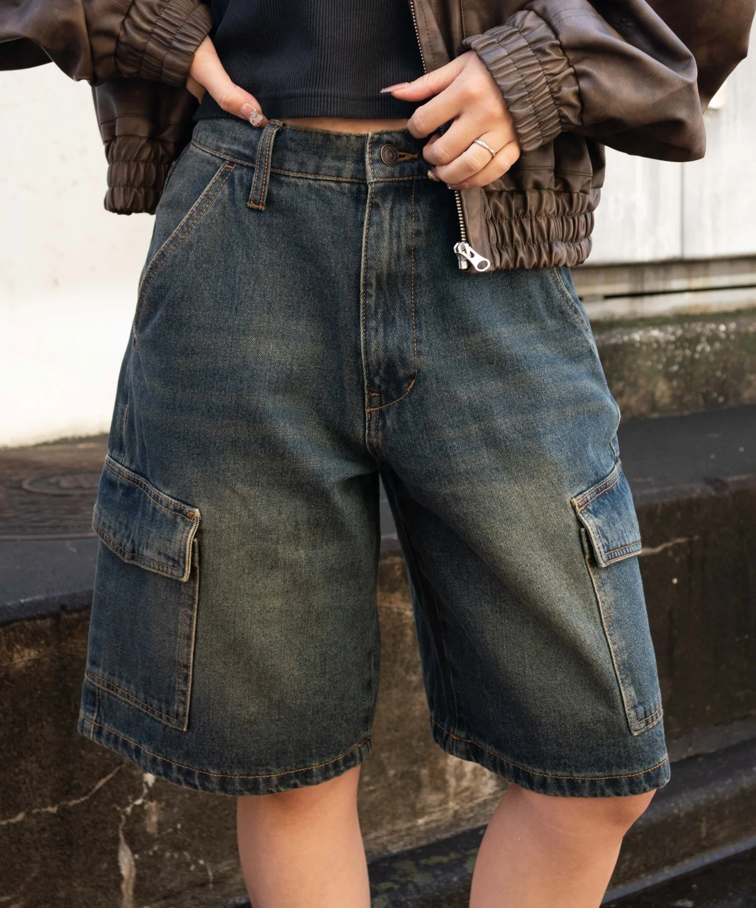 ヴィンテージウォッシュカーゴハーフパンツ - Image 6