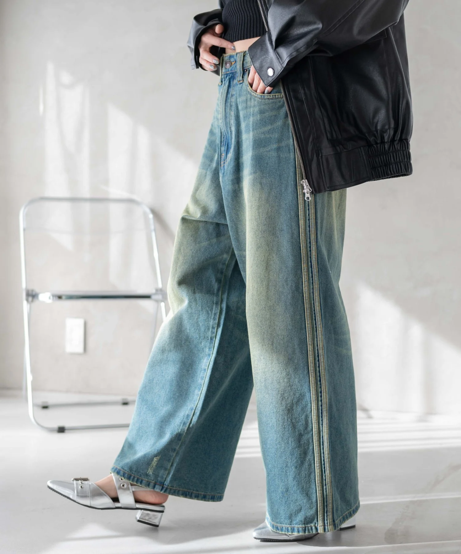 サイドラインワイドデニムパンツ - Image 14
