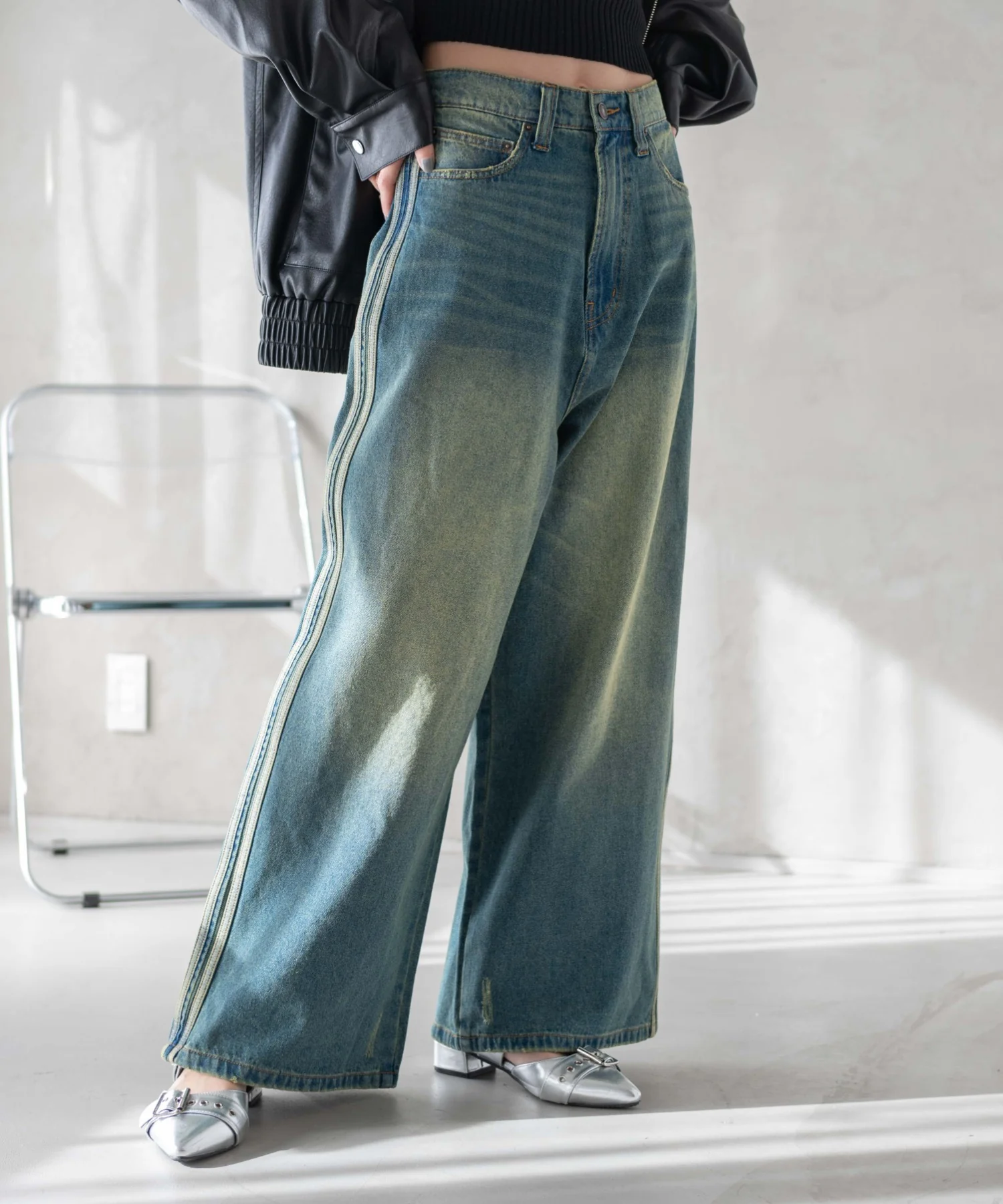 サイドラインワイドデニムパンツ - Image 15