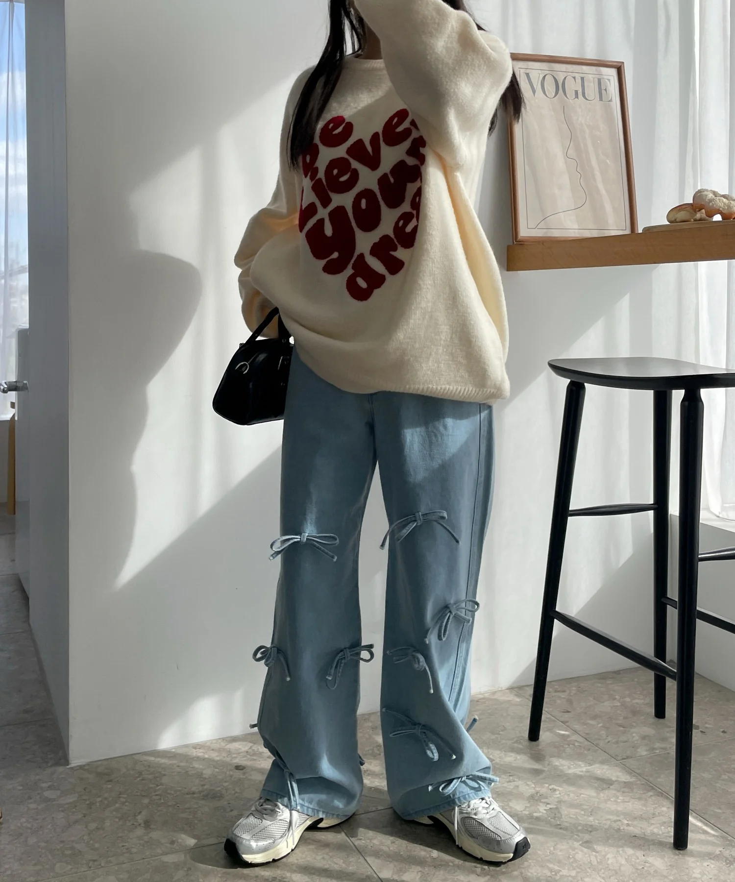 リボンストレートデニムパンツ - Image 3