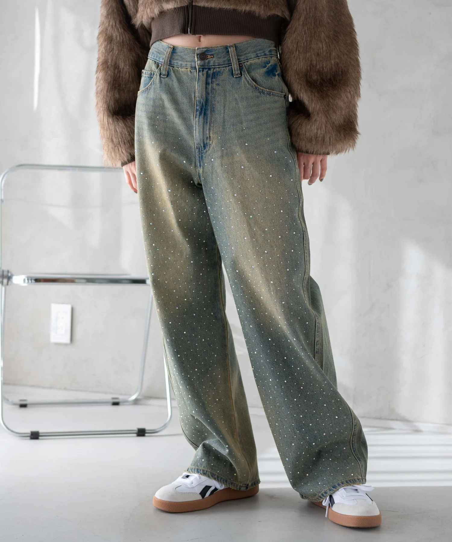 ラインストーンストレートデニムパンツ - Image 6