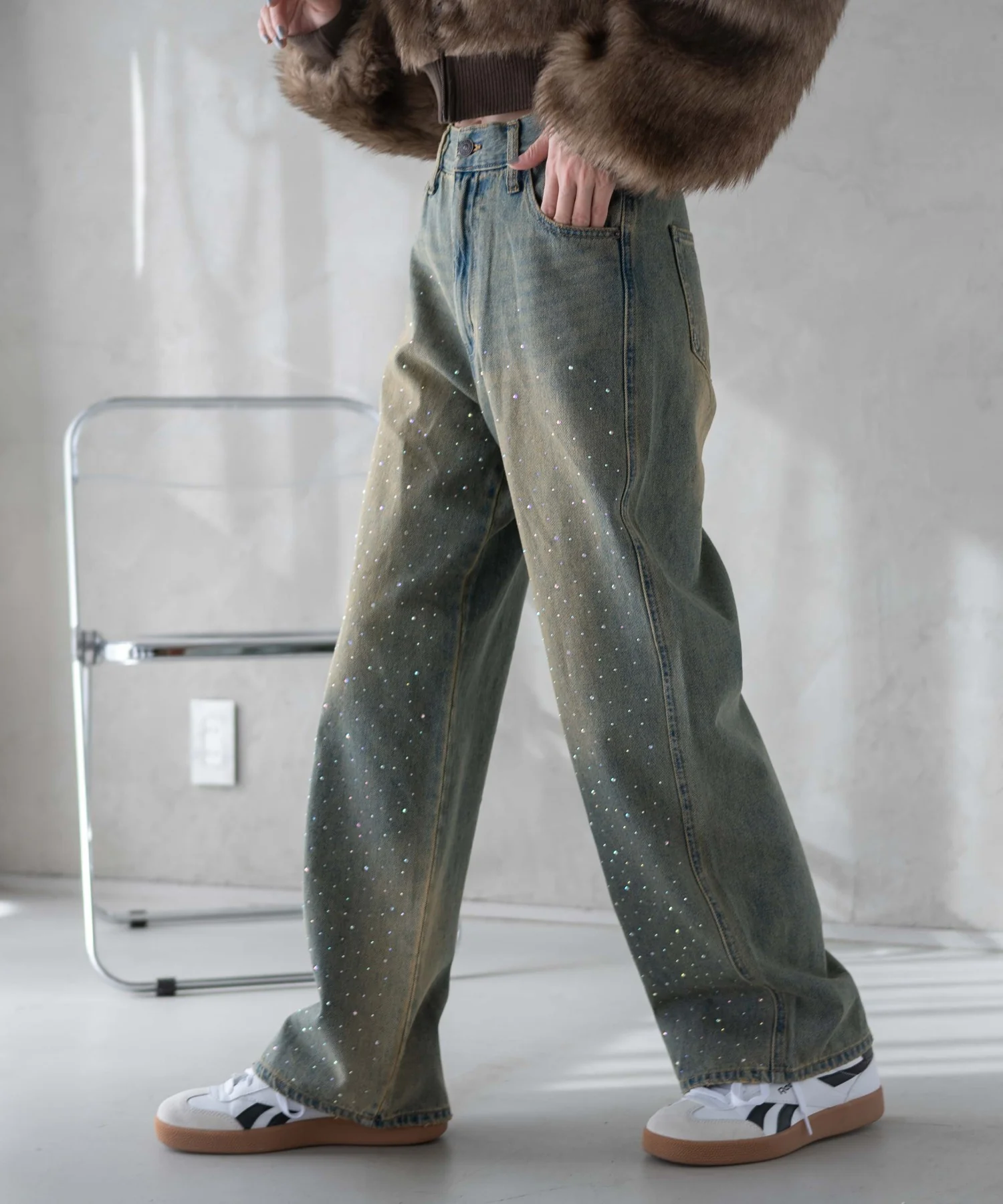 ラインストーンストレートデニムパンツ - Image 7
