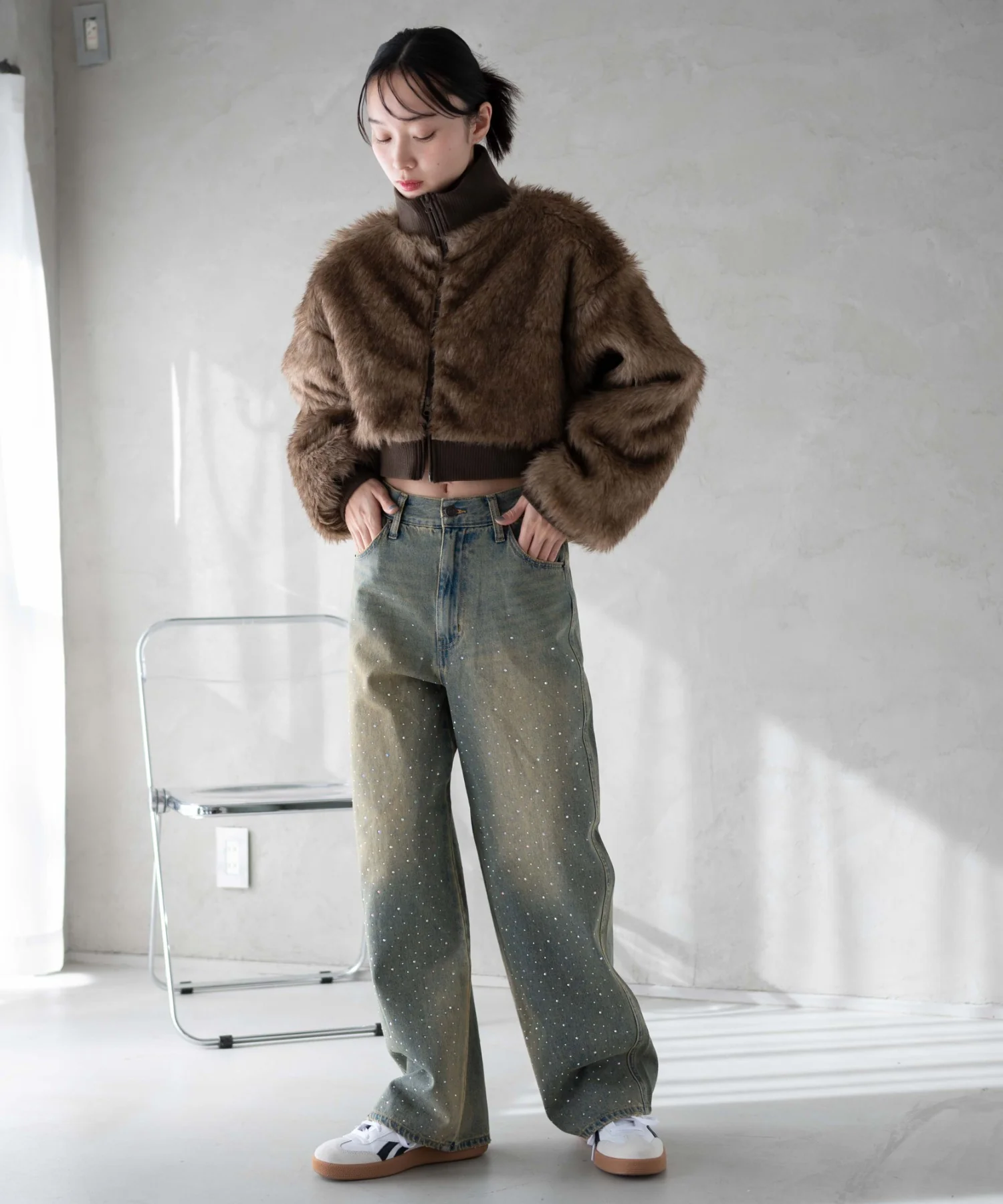 ラインストーンストレートデニムパンツ - Image 8