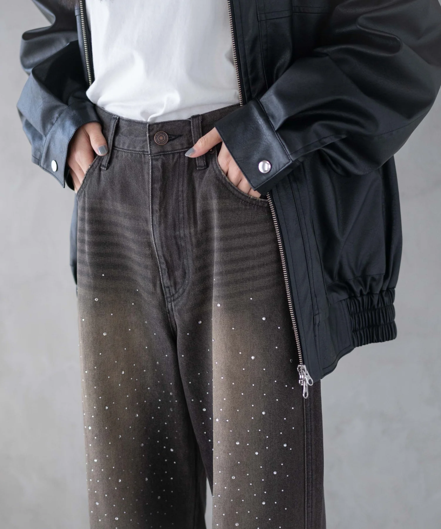 ラインストーンストレートデニムパンツ - Image 9