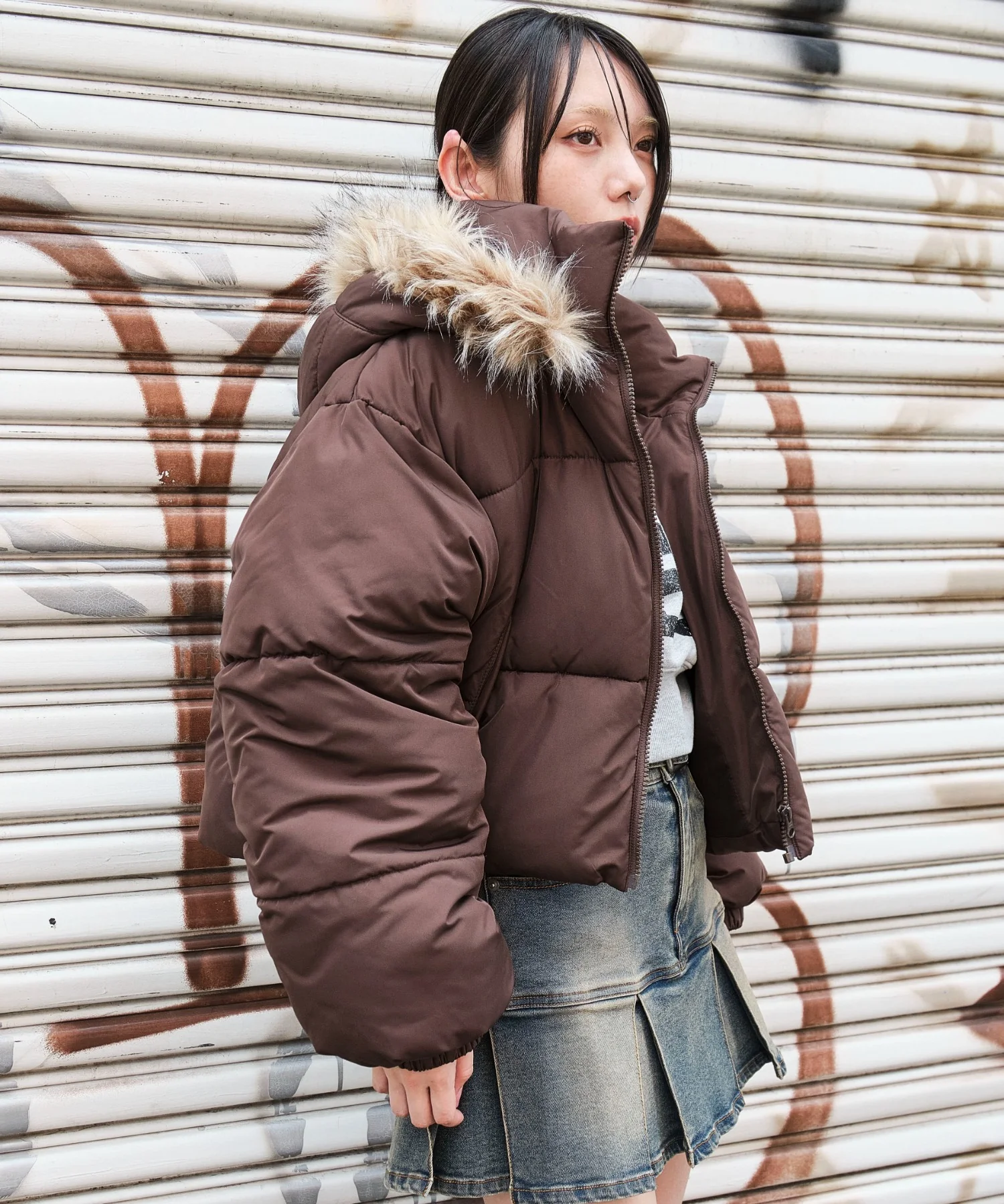 2WAYファーフードショートパファーブルゾン - Image 19