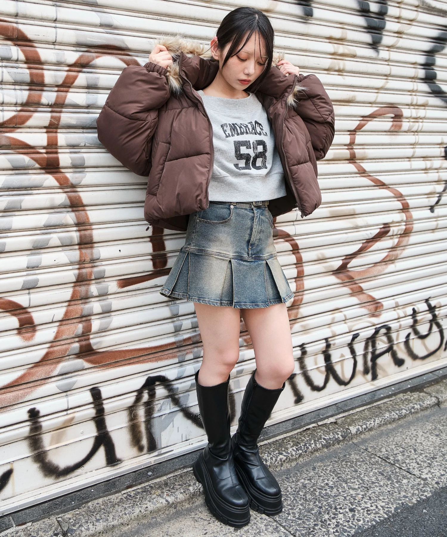 2WAYファーフードショートパファーブルゾン - Image 6