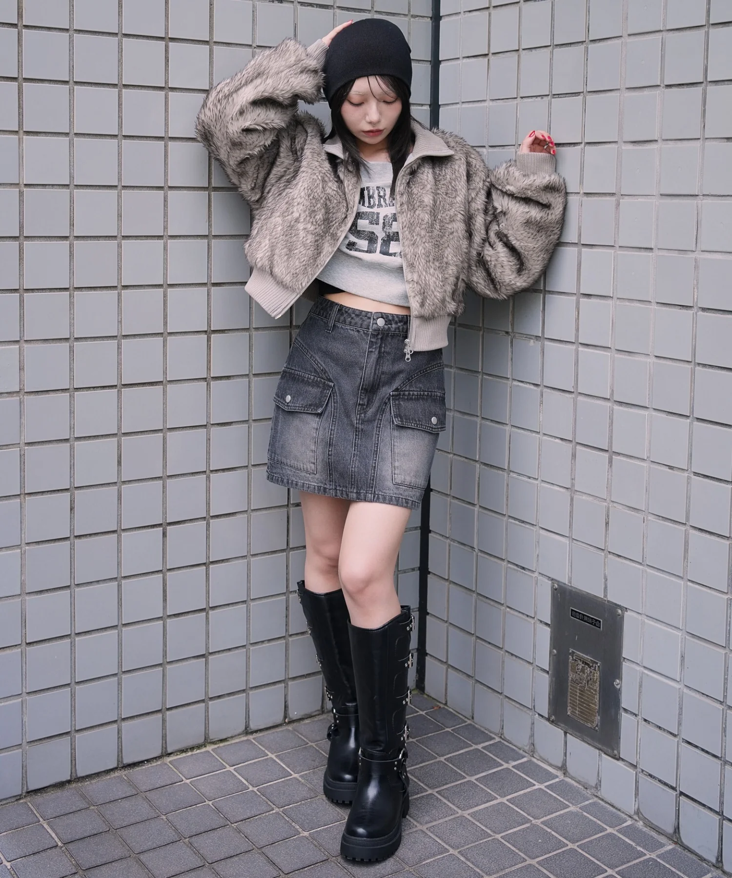 フェイクファーショートブルゾン - Image 10