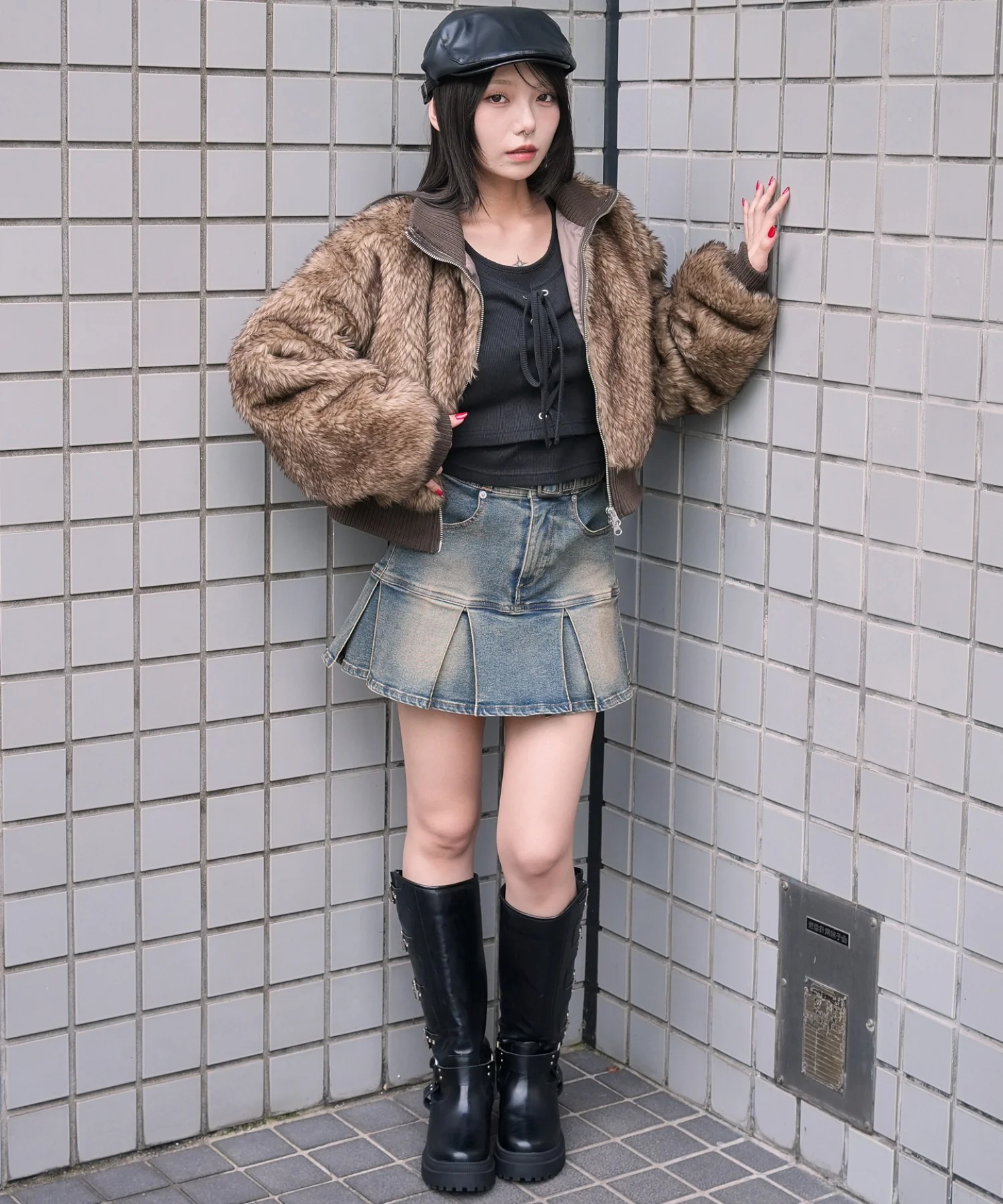 フェイクファーショートブルゾン - Image 17