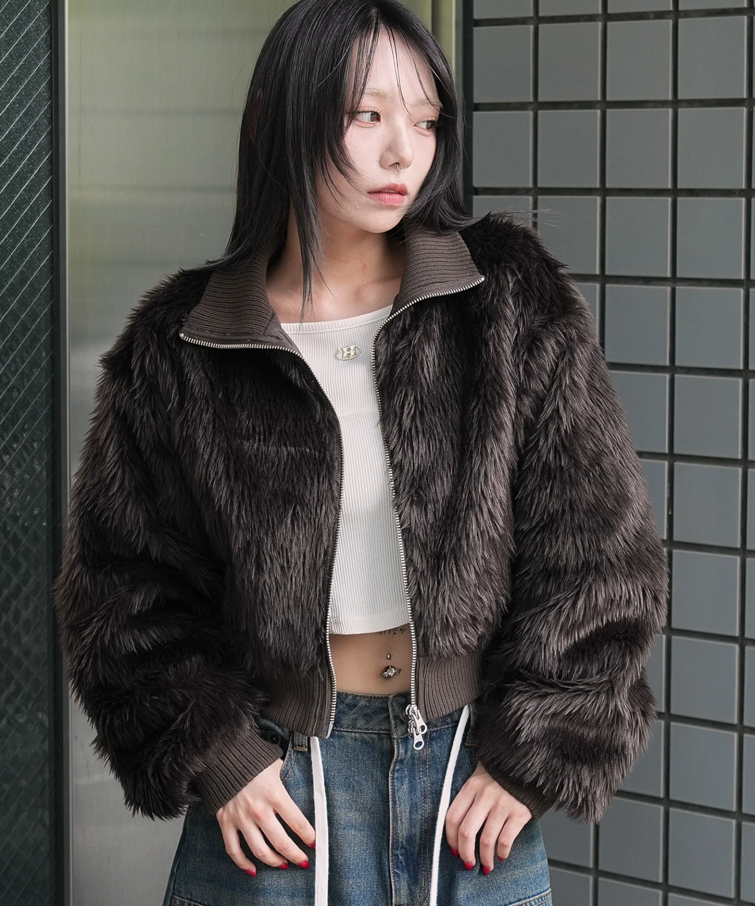 フェイクファーショートブルゾン - Image 3